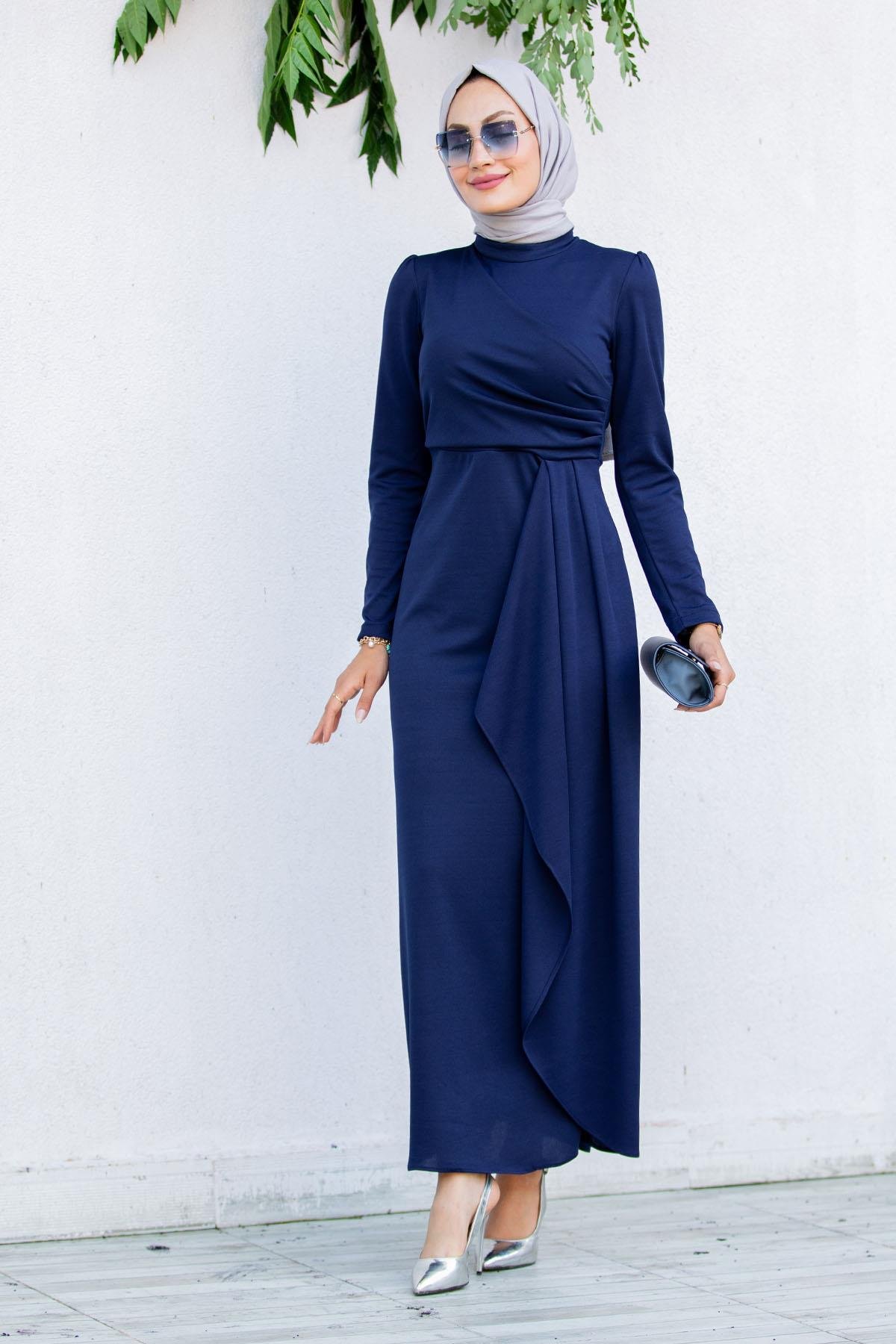Lily Drape Pile Özel Gün Elbisesi-Laci