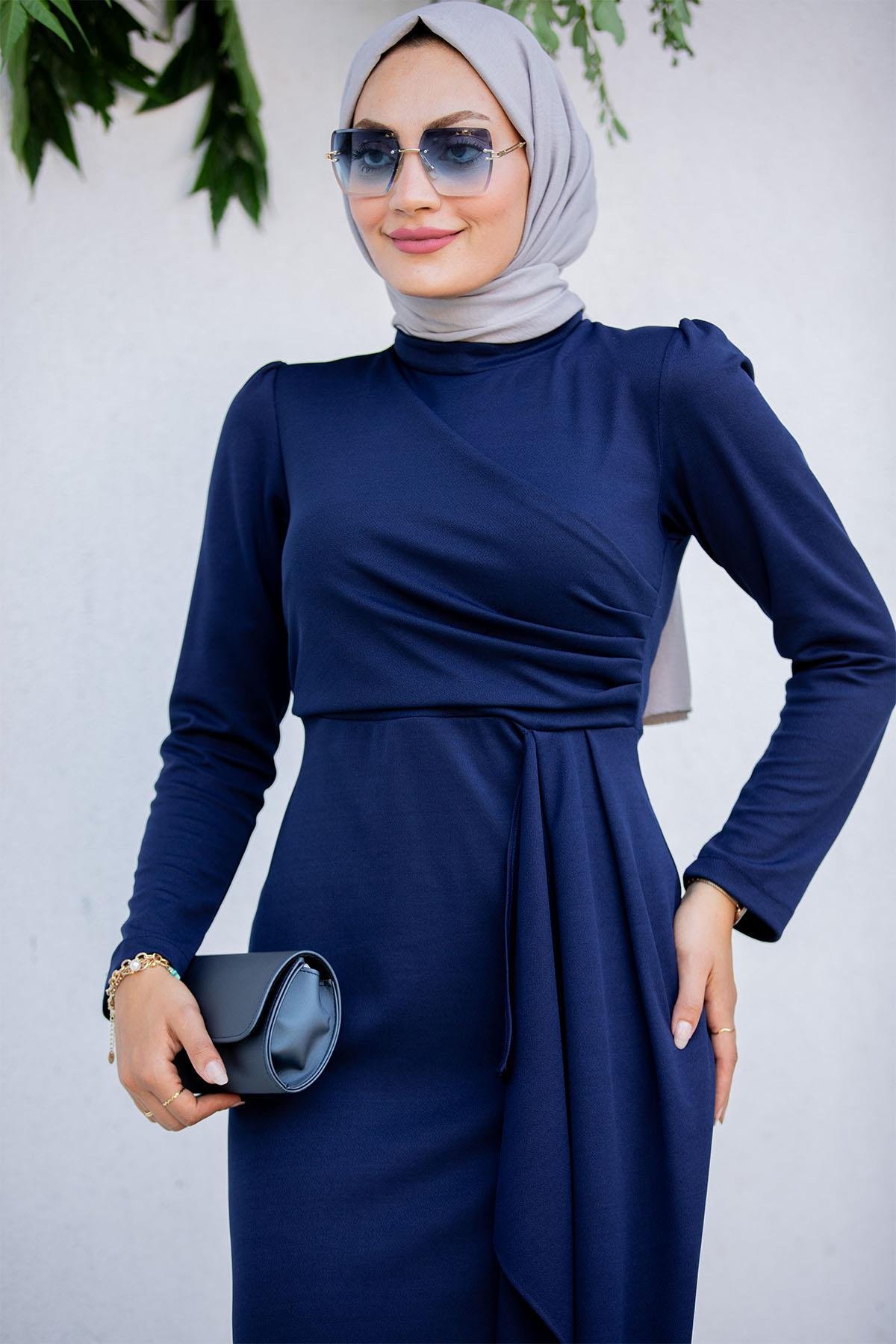 Lily Drape Pile Özel Gün Elbisesi-Laci