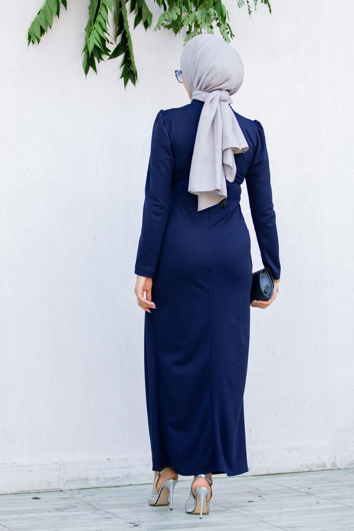 Lily Drape Pile Özel Gün Elbisesi-Laci