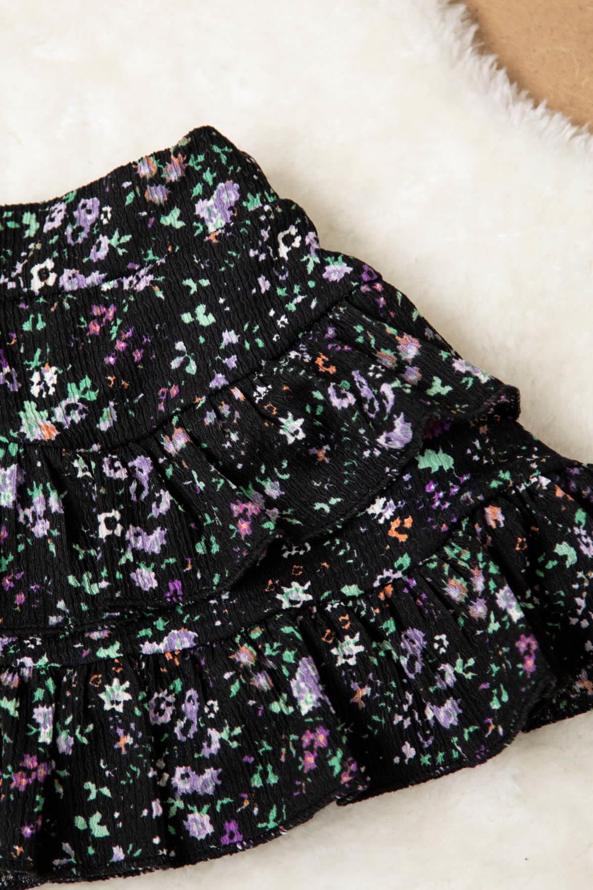 Minimal Desen Şort Etek-MorÇiçekli