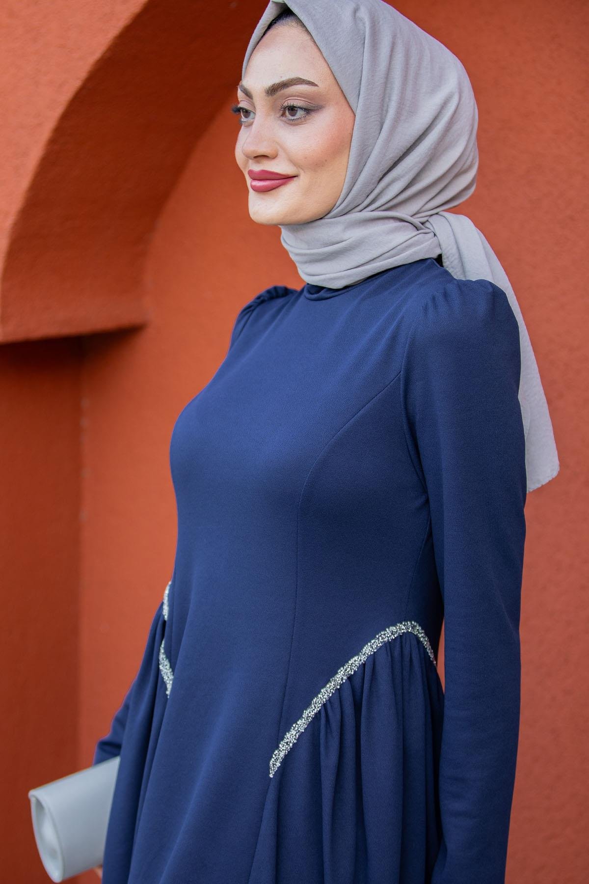 More Taş Detay Özel Gün Elbisesi-Laci