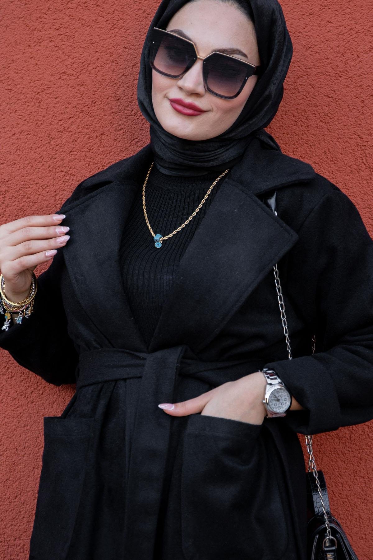 Nix Kaşe Astarsız Kaban-Siyah