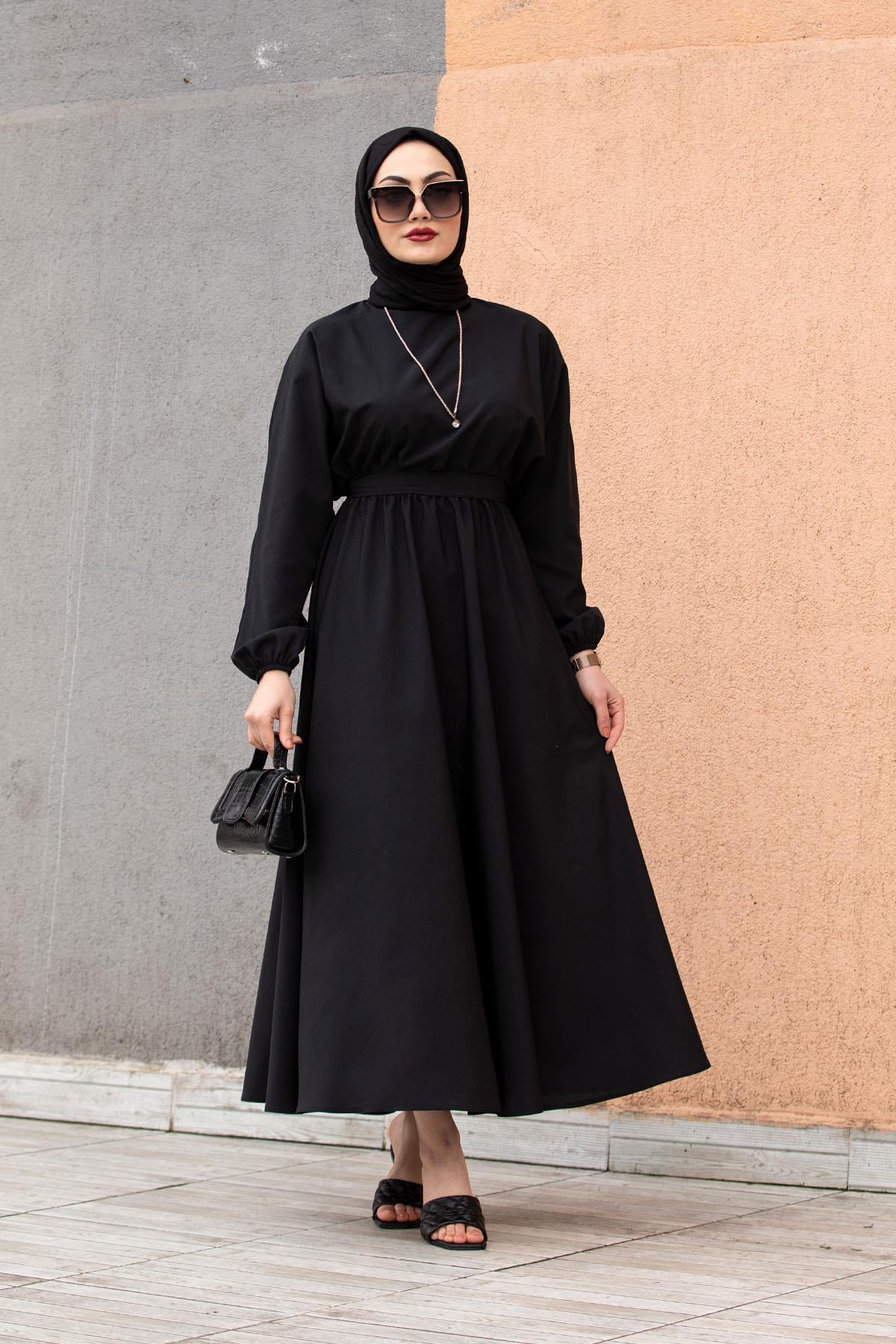 Pamuk Cotton Mevlana Elbise-Siyah