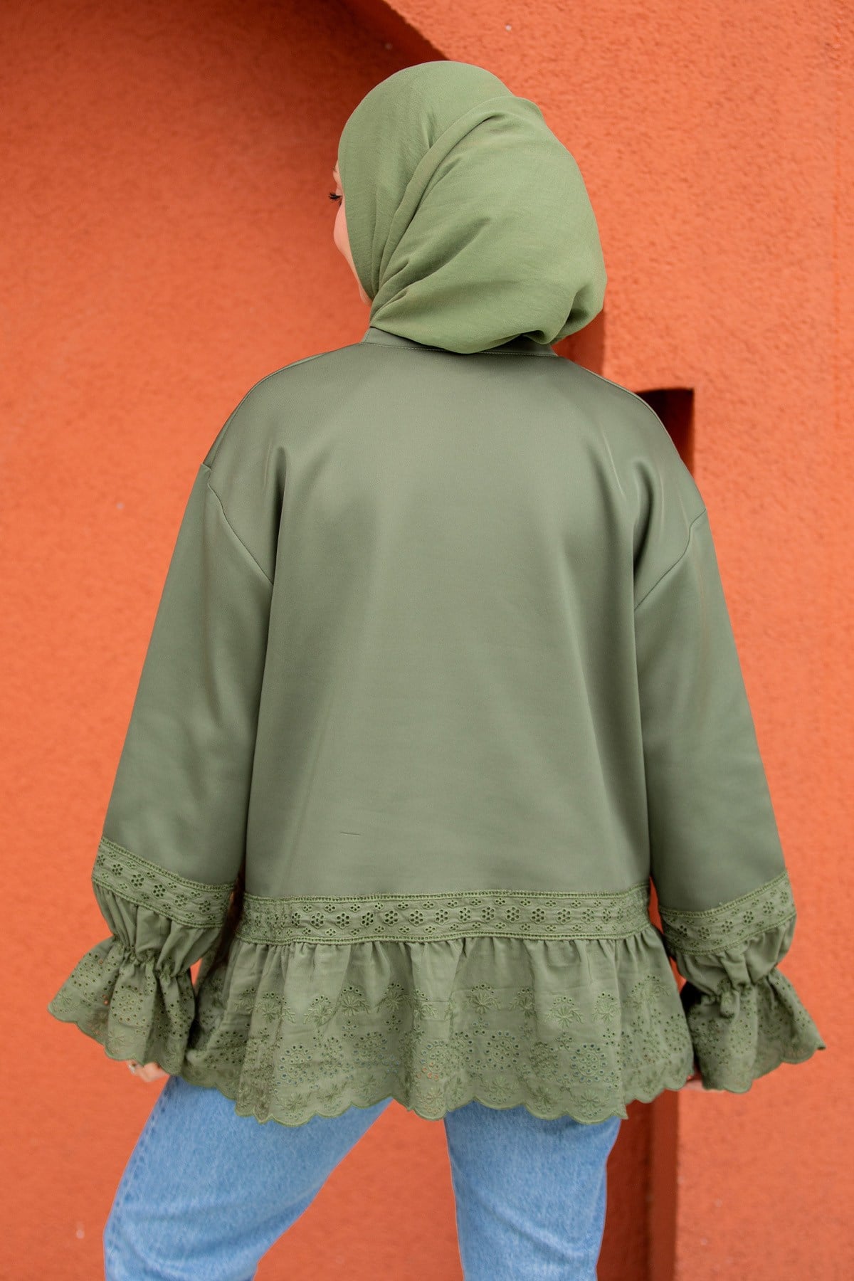 Pity Güpür Detaylı Modal Sweat-Haki