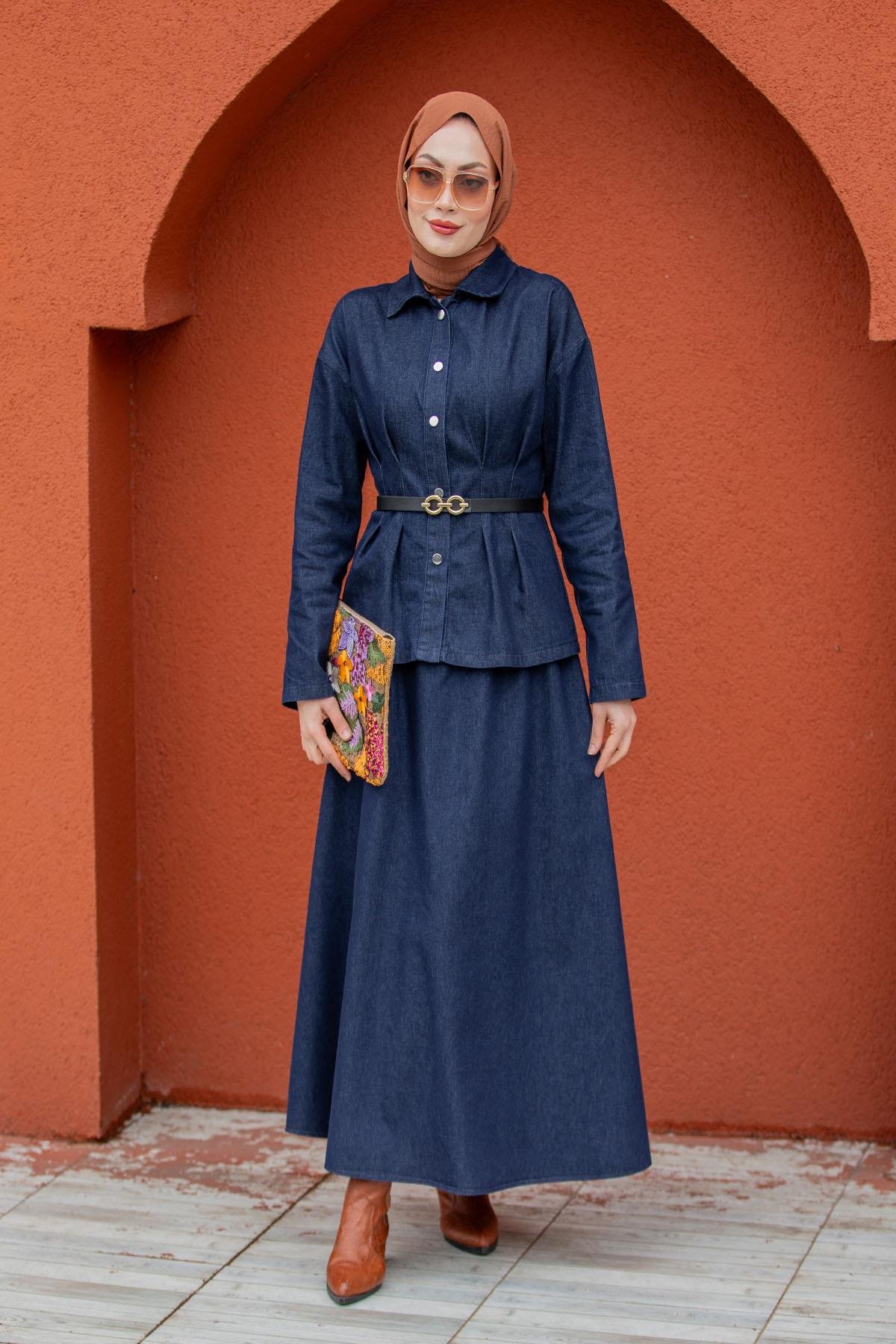 Qups Denim Etek Bluz Takım