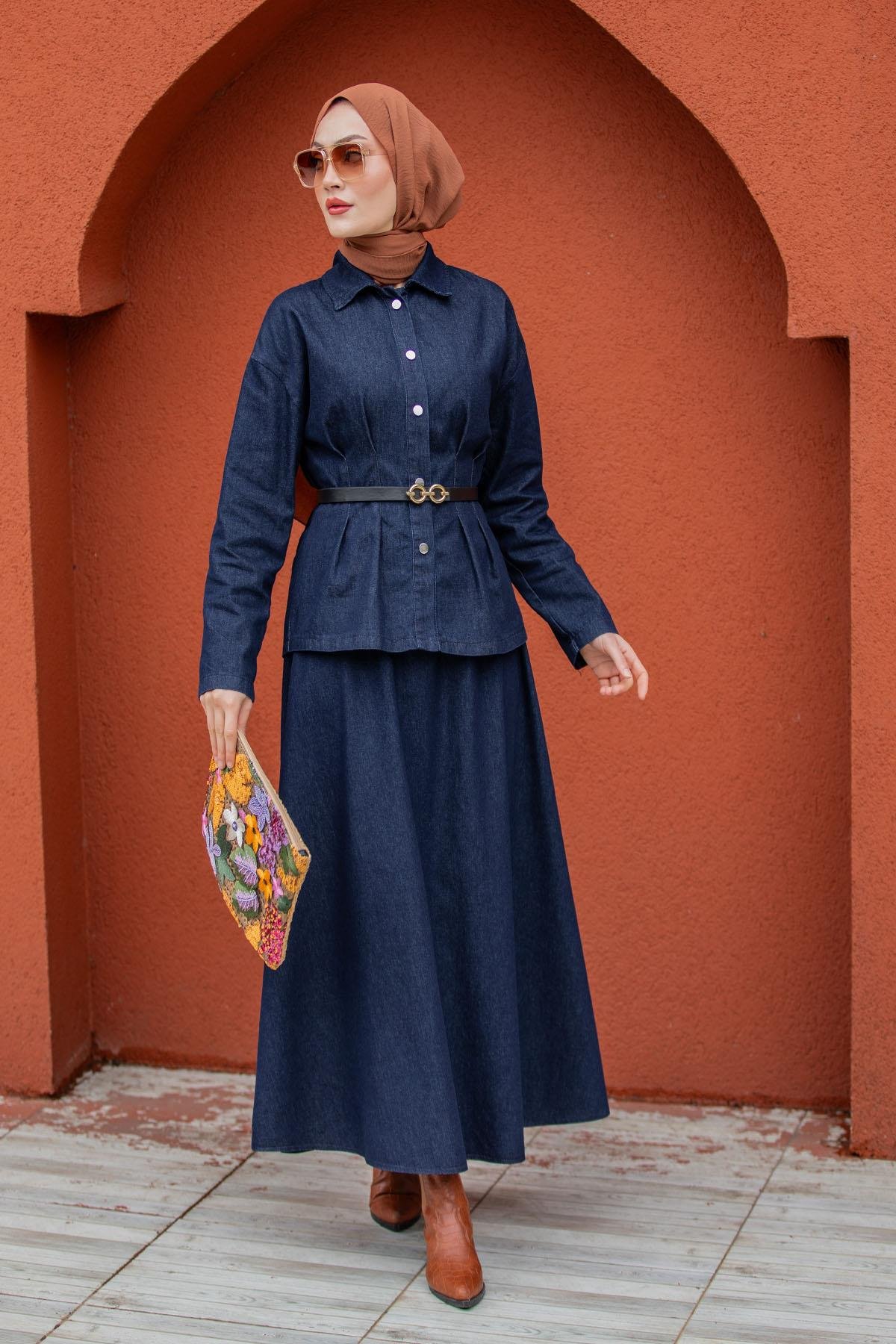 Qups Denim Etek Bluz Takım