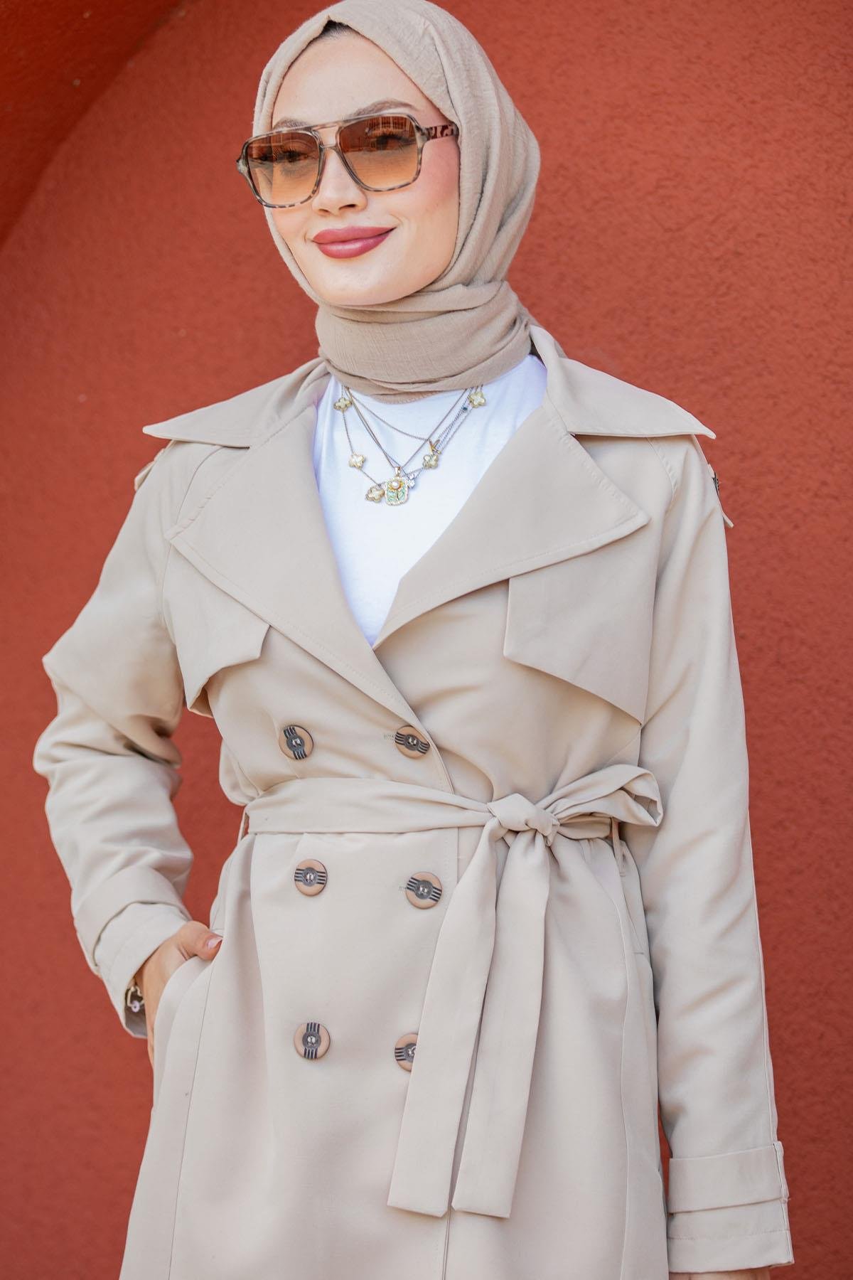 Rodi Uzun Astarlı Trençkot-Bej