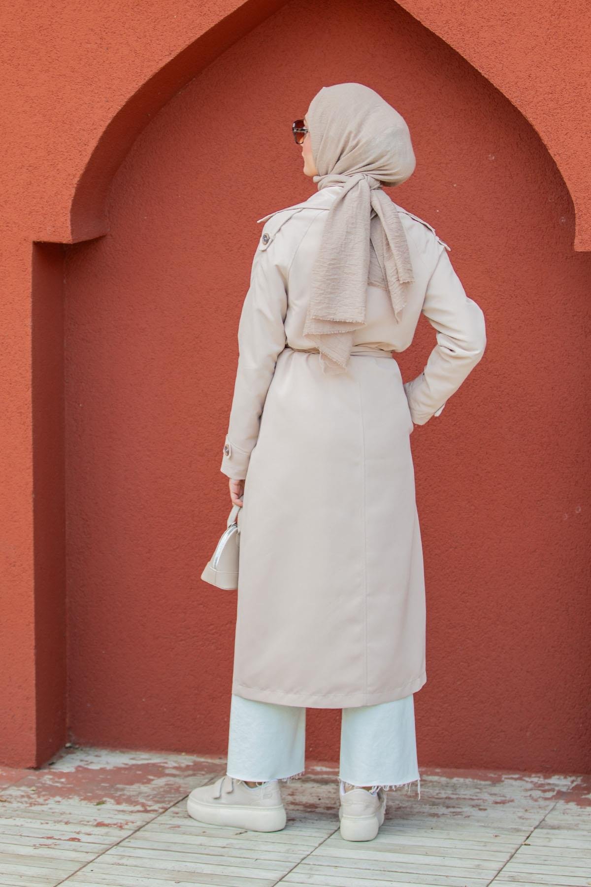 Rodi Uzun Astarlı Trençkot-Bej