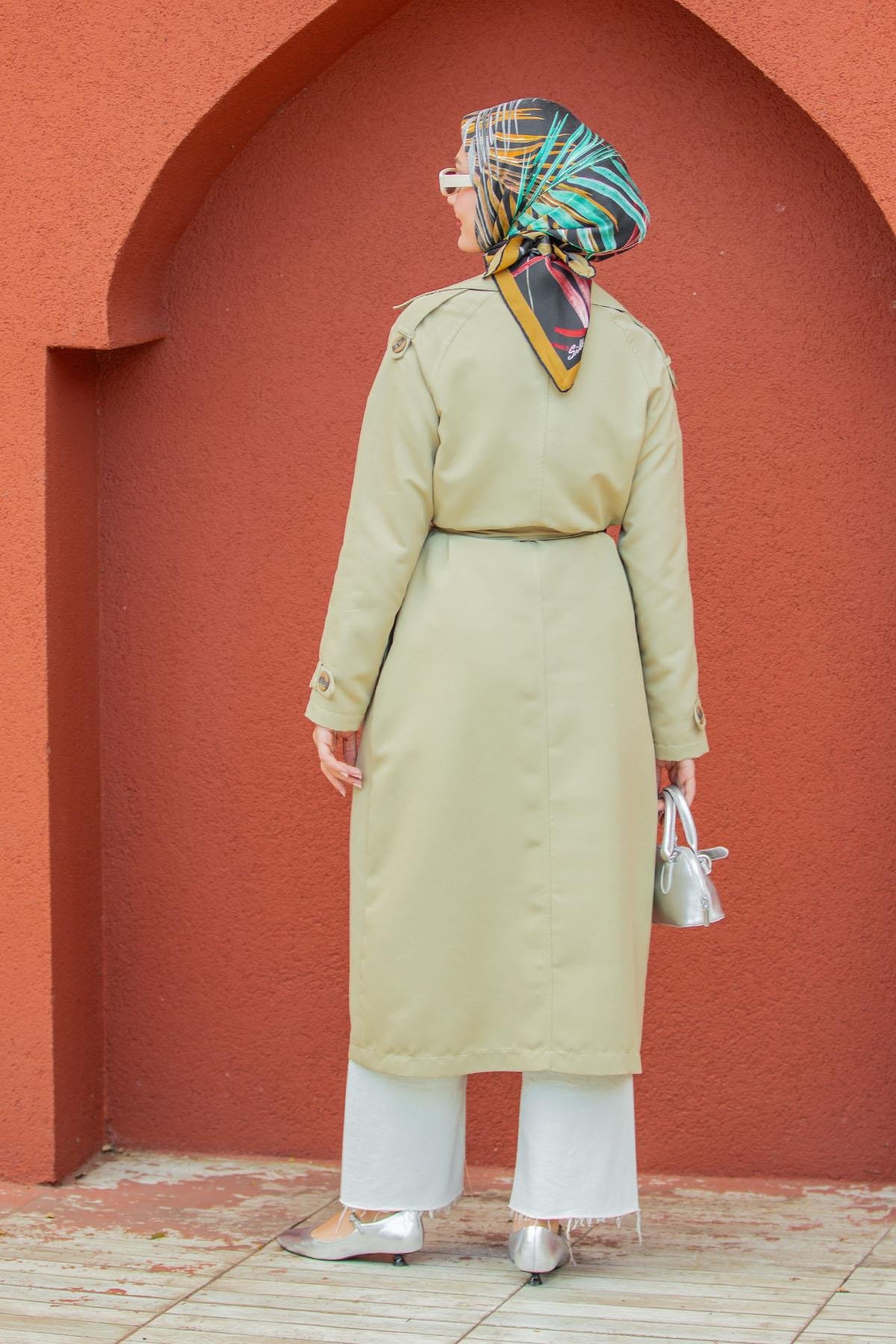 Rodi Uzun Astarlı Trençkot-Mint