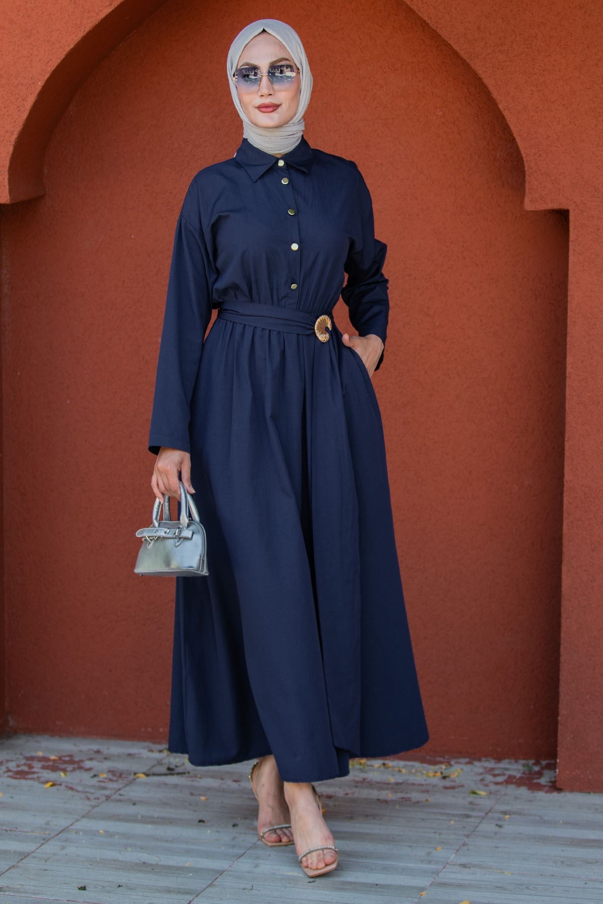 Seah Kemerli Pamuk Cotton Elbise-Laci
