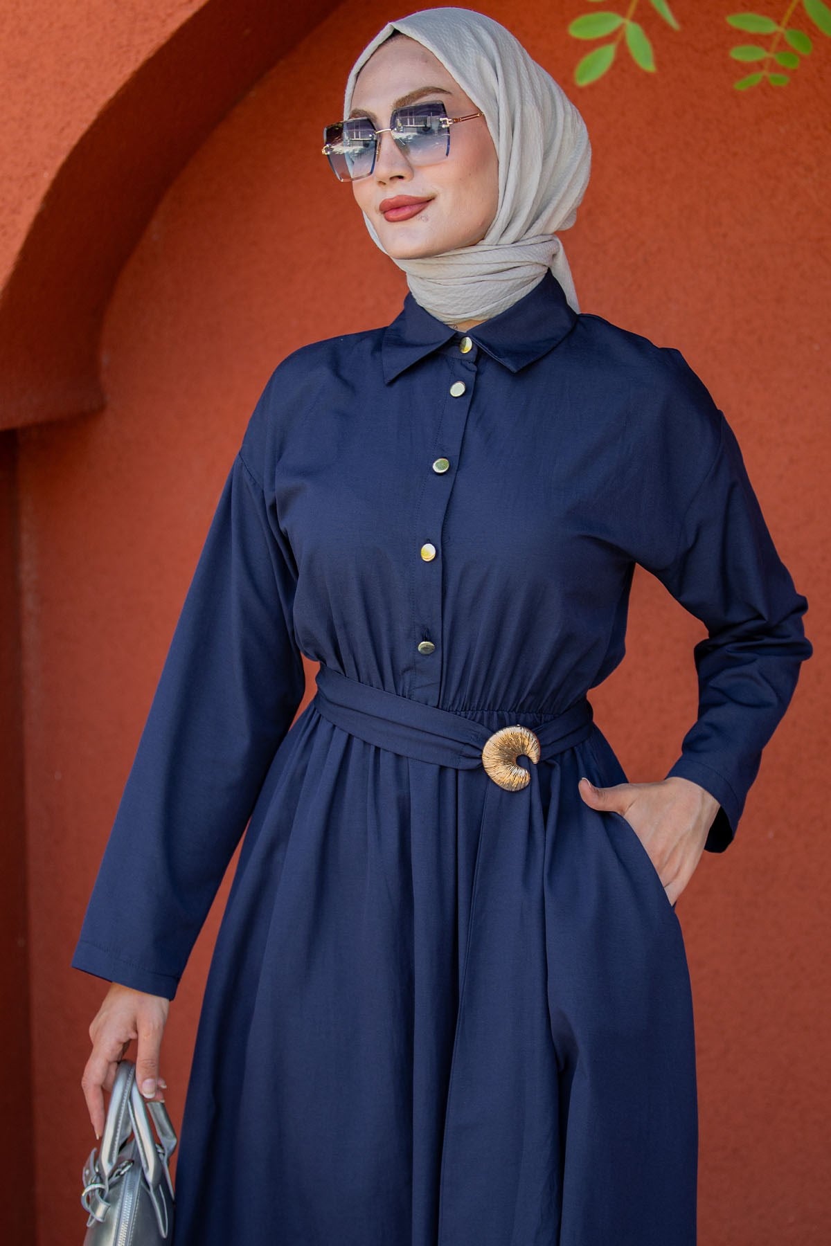 Seah Kemerli Pamuk Cotton Elbise-Laci