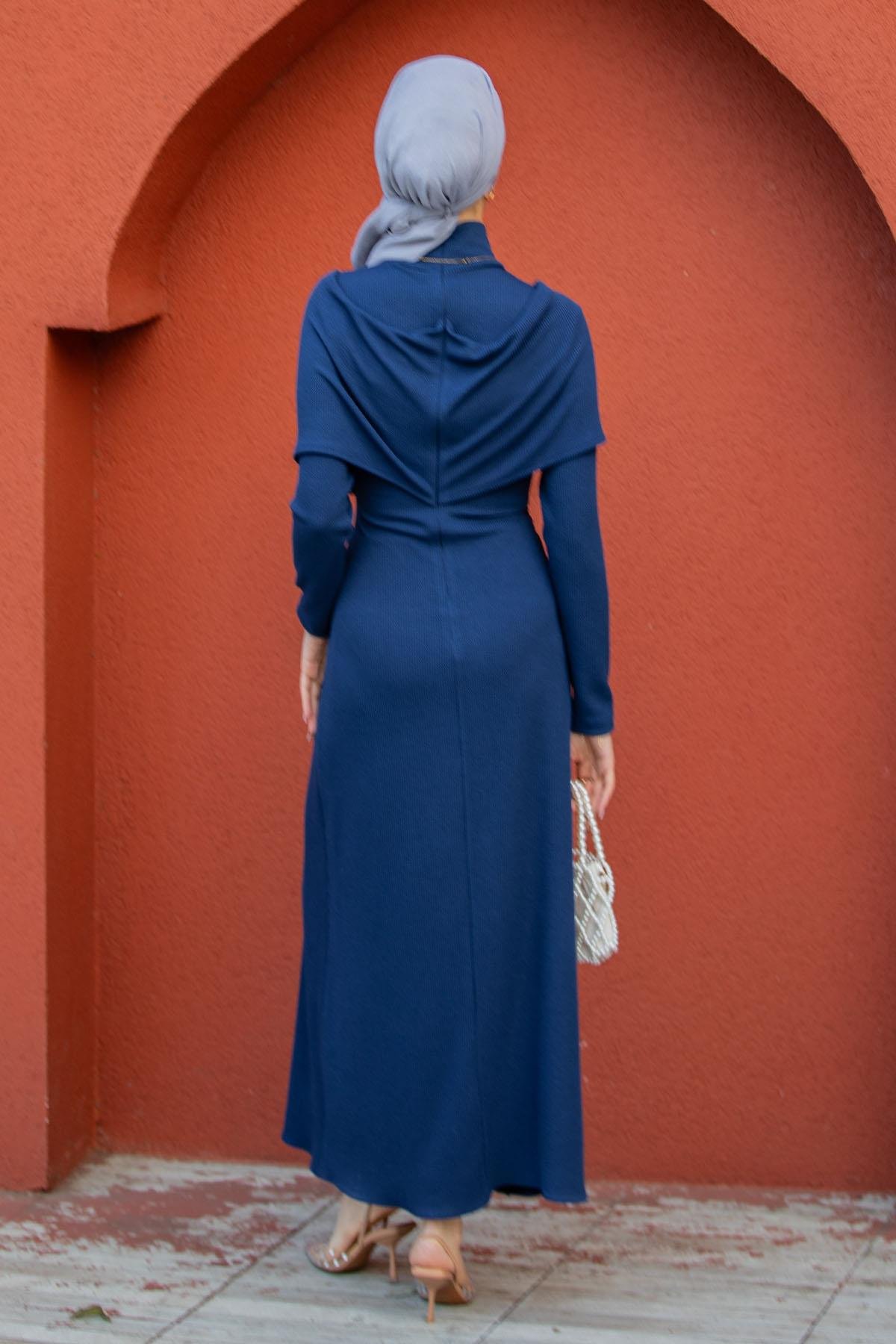 Simge Omuz Detaylı Kaşkorse Elbise-Laci