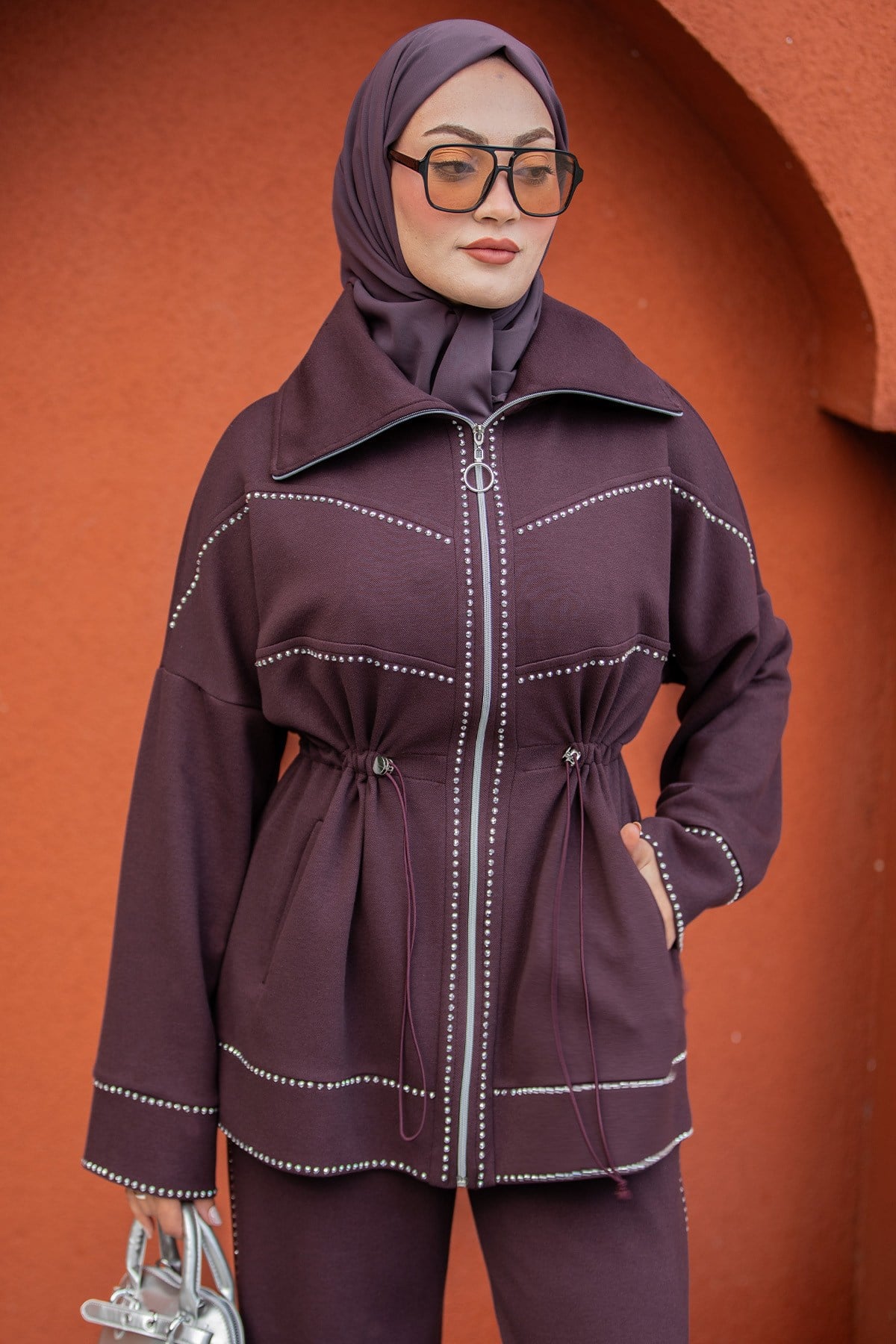 Sinn Modal Pike Taşlı Spor Takım-Mürdüm