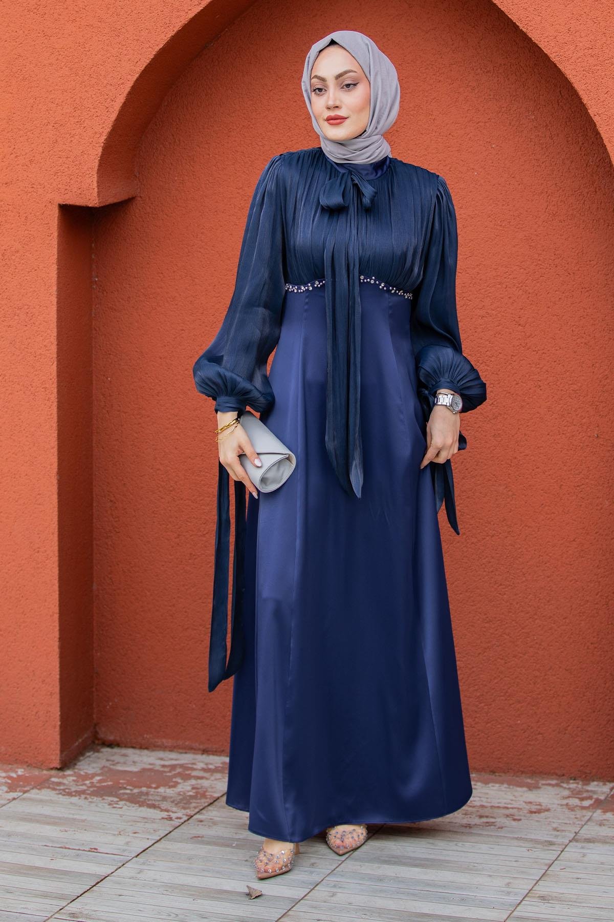 Swis Yoryo Saten Taşlı Abiye-Laci