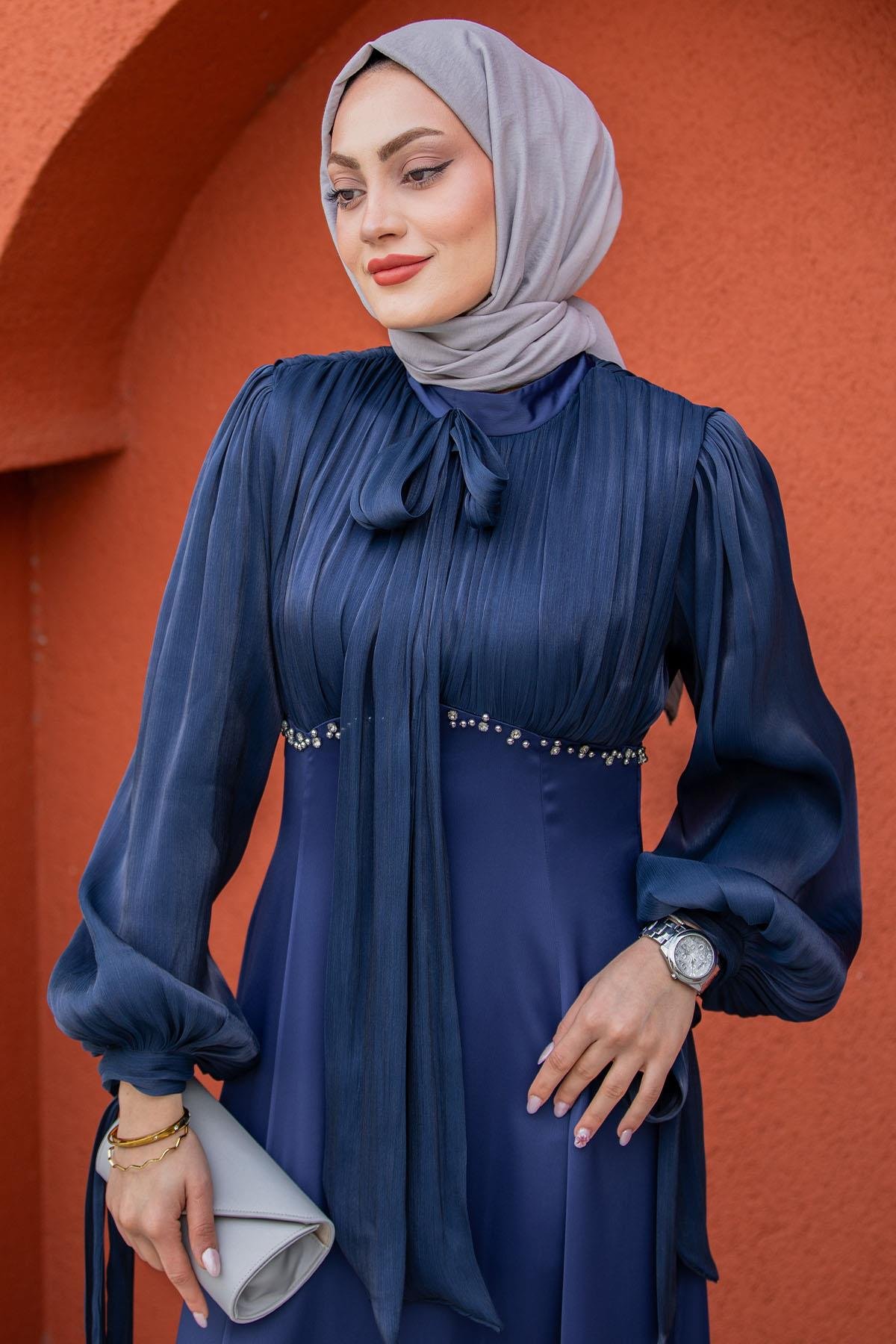 Swis Yoryo Saten Taşlı Abiye-Laci