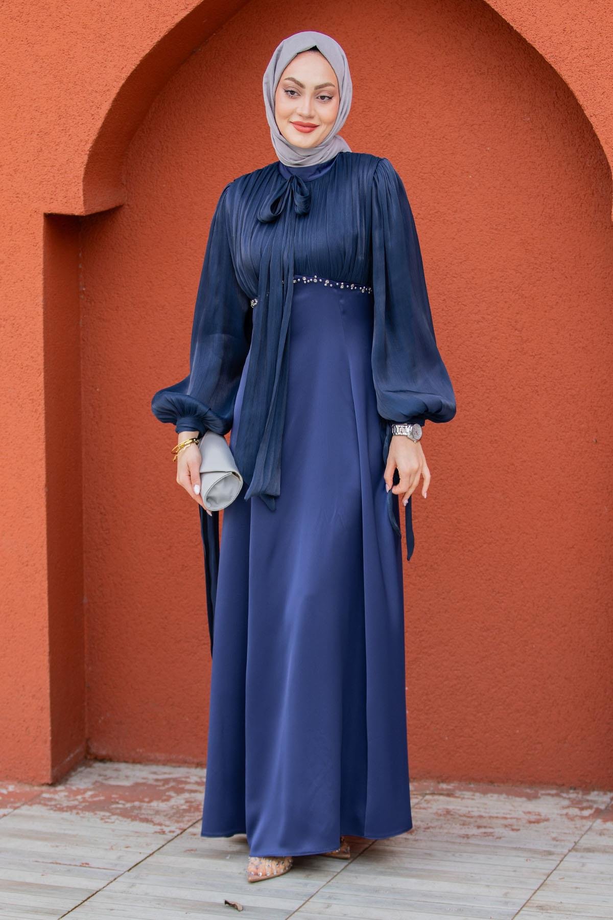 Swis Yoryo Saten Taşlı Abiye-Laci