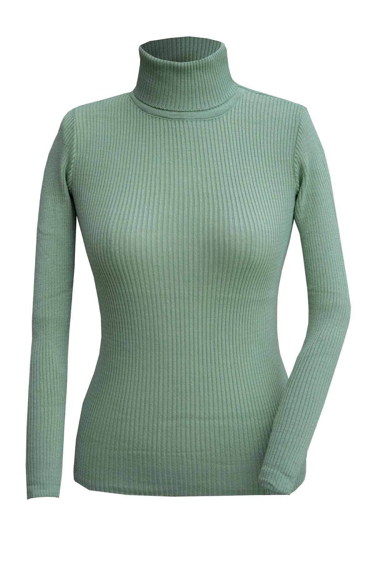 Triko Lycralı Balıkçı Yaka Body Kazak-Mint