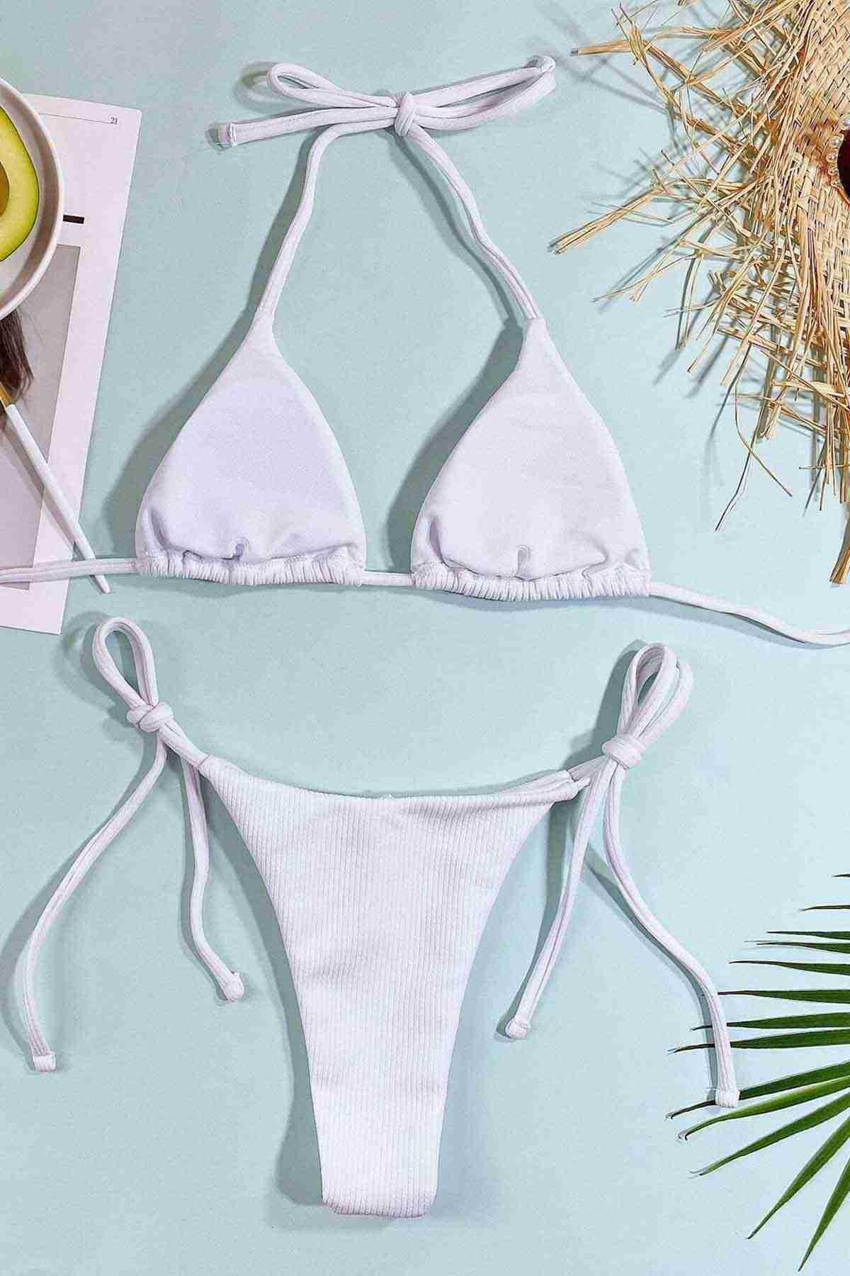 Angelsin Bağlamalı Bikini Üst Beyaz
