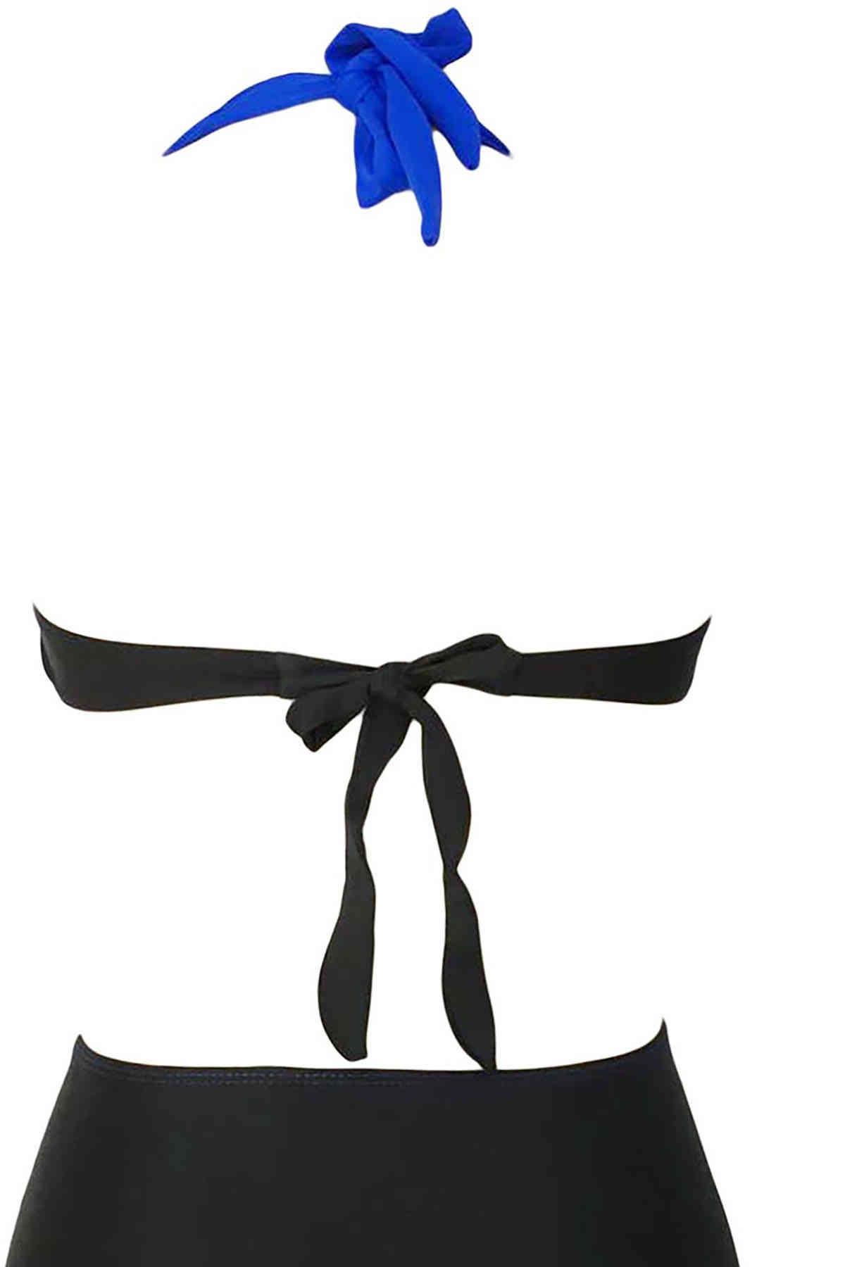 Angelsin Mavi Siyah Bikini üst