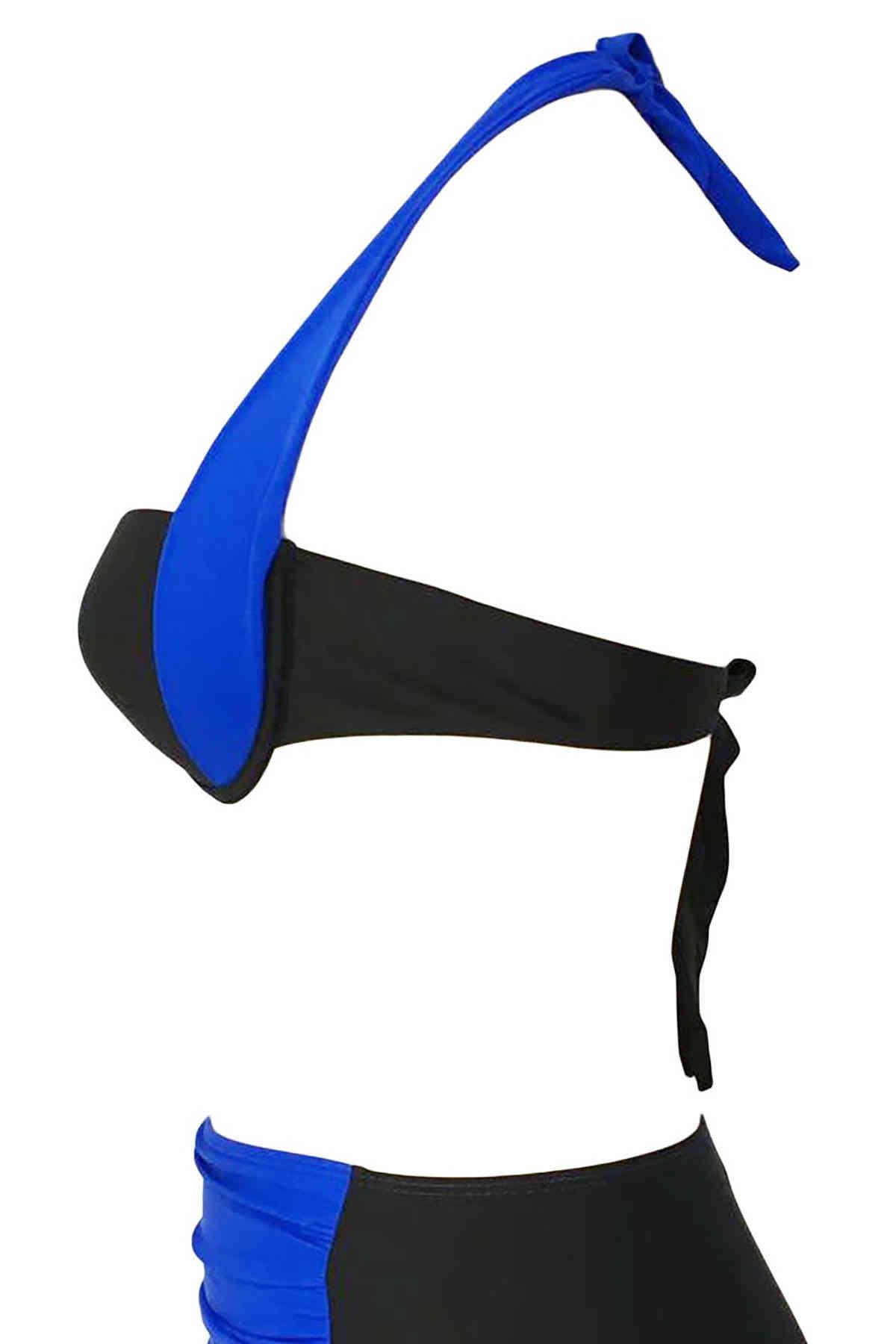 Angelsin Mavi Siyah Bikini üst