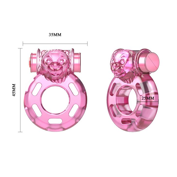 Bear Pink Güçlü Titreşimli Süper Silikon Penis Halkası Yüzüğü