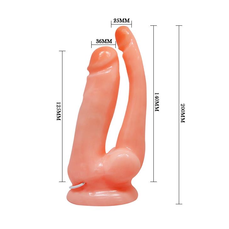 Bl İkili Vantuzlu Çatal Gerçekçi Penis Titreşimli Vibratör Dildo