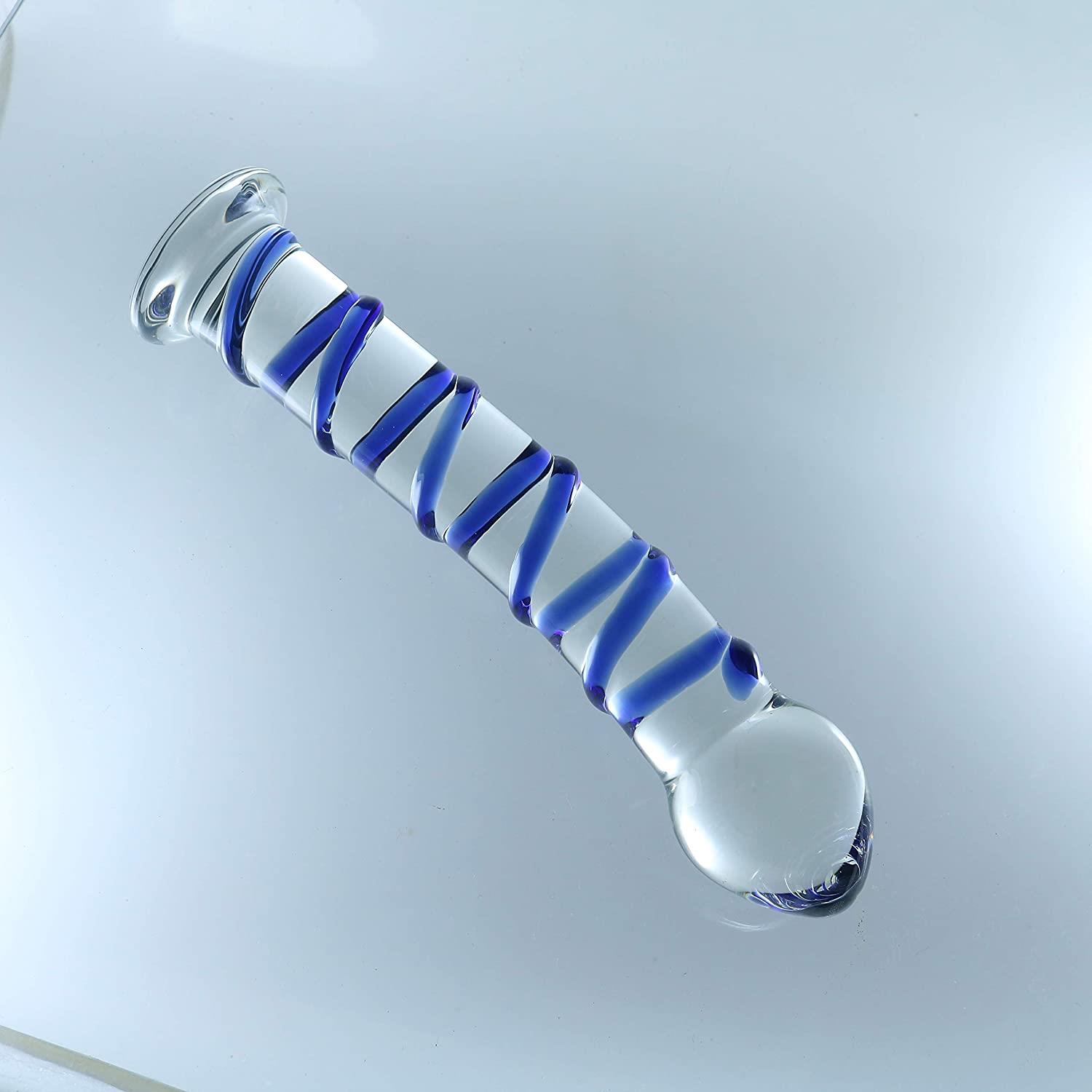 Cam Dildo Mavi Burgulu