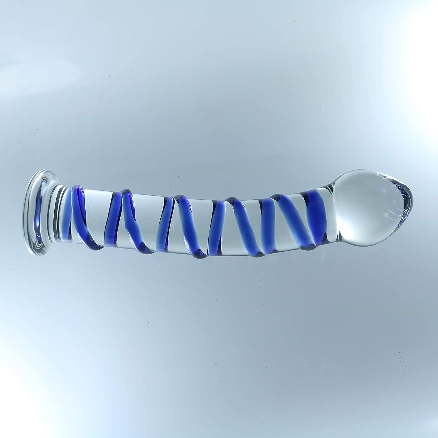 Cam Dildo Mavi Burgulu