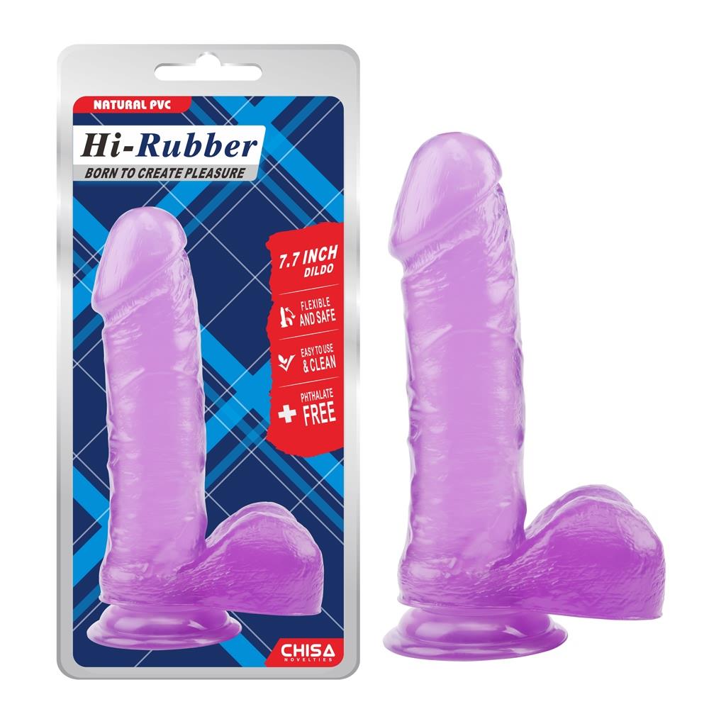 Hi-Rubber Şeffaf Jel Dildo - 19.5cm Mor