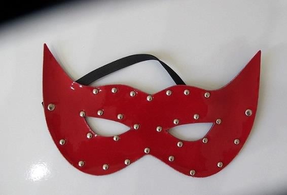 Kırmızı Renkli Deri Fantezi Maske Fantazi Göz Maskesi Kırmızı