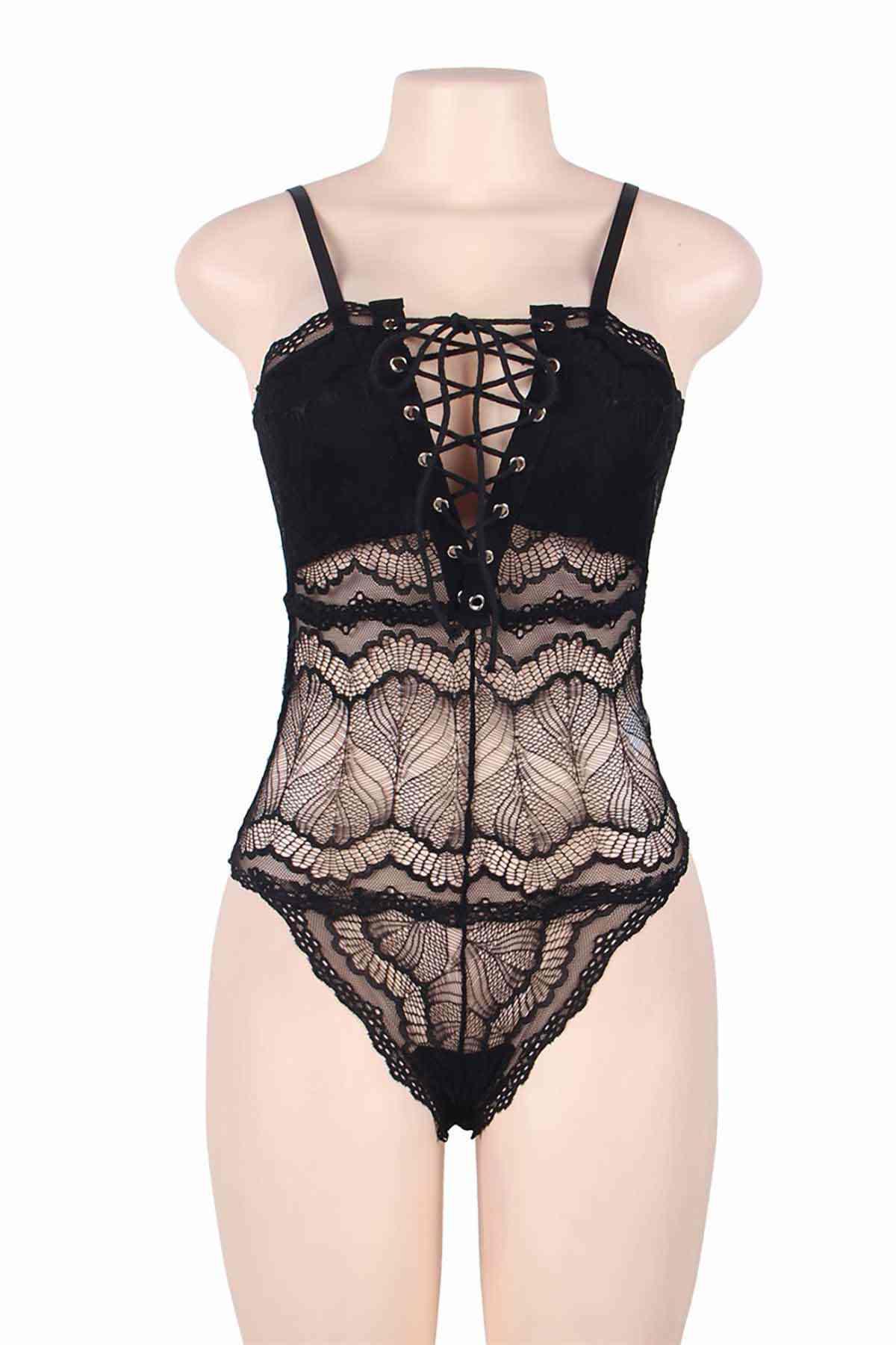 Merry See Dantel İşlemeli Siyah  Body Gecelik