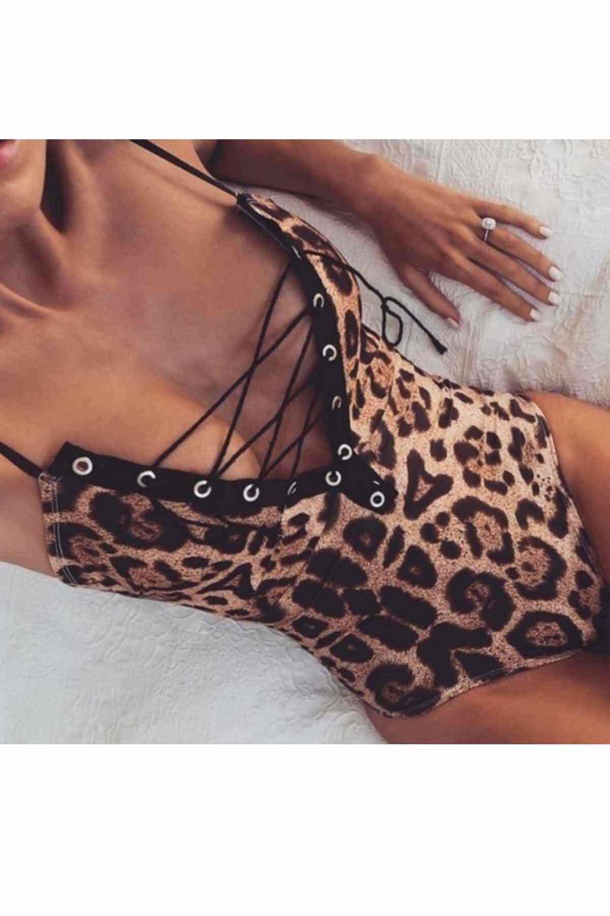 Merry See Leopar Body Gecelik iç giyim Çok Renkli