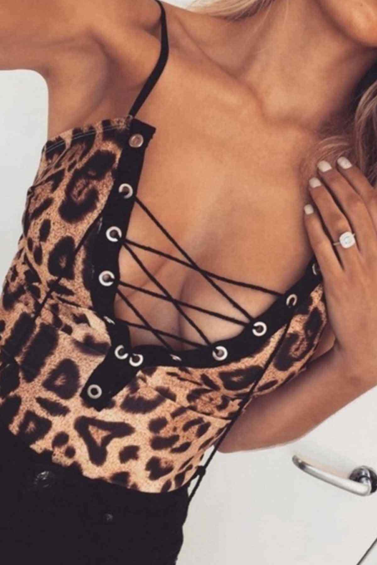 Merry See Leopar Body Gecelik iç giyim Çok Renkli