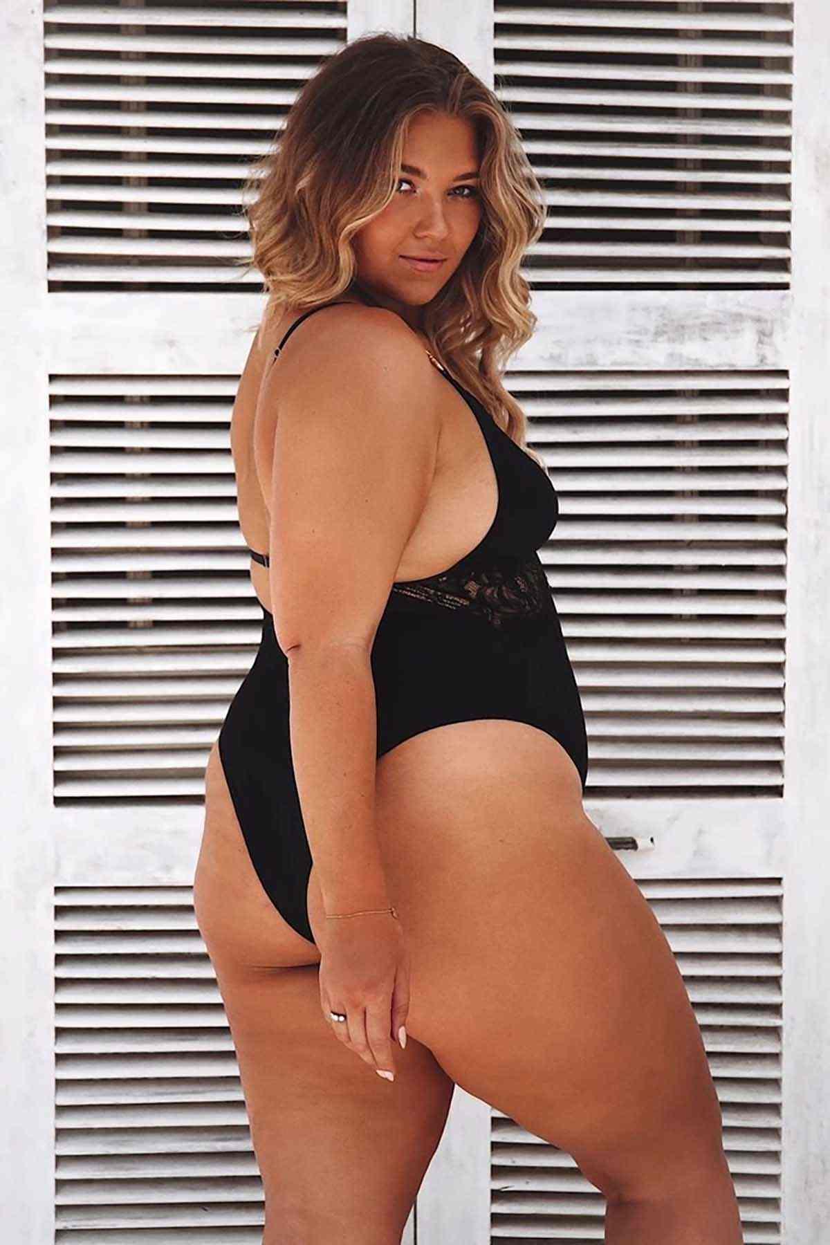 Merry See Özel Tasarım Dantelli Body Gecelik Siyah
