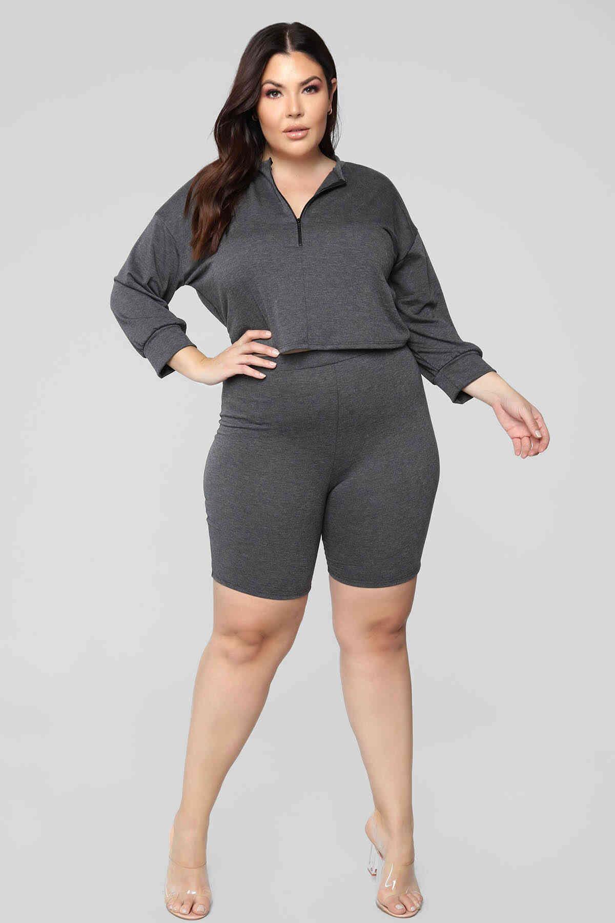 Merry See Penye Şortlu Fermuarlı Alt Üst Pijama Takım Gri