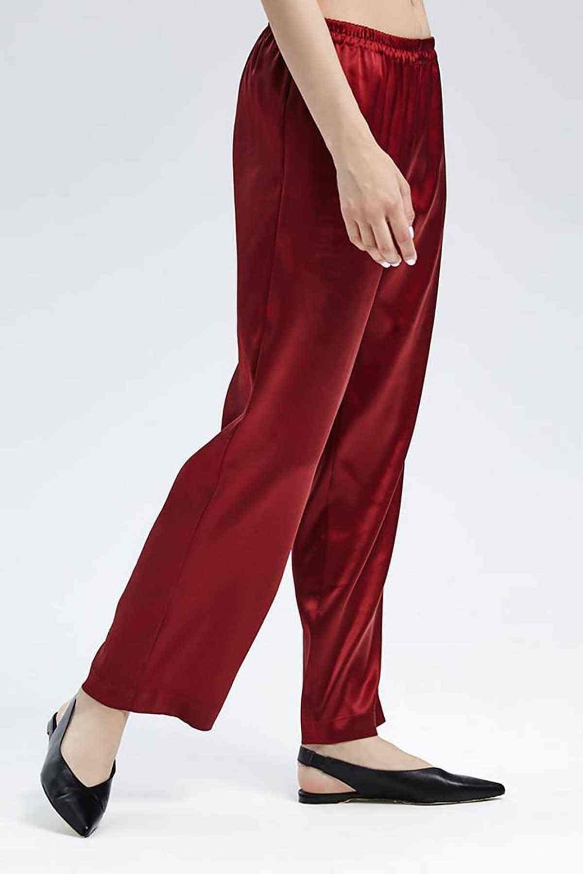Merry See Saten Pijama Alt Kırmızı