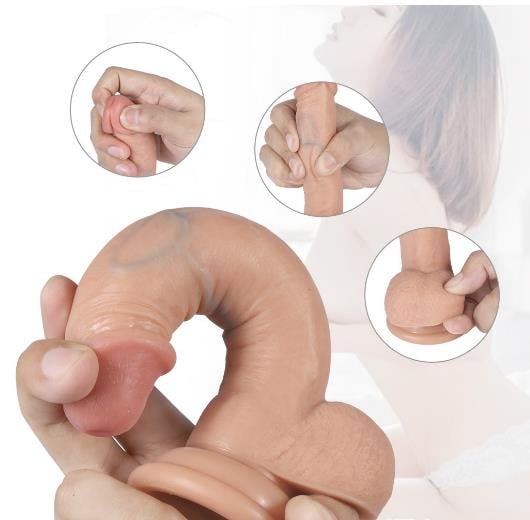 Silikon Serisinden 17 Cm Yumuşak Çift Katmanlı Realistik Dildo Penis