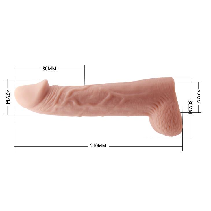 Süper Realistik 8 Cm Dolgulu İç Boşluklu Penis Kılıfı