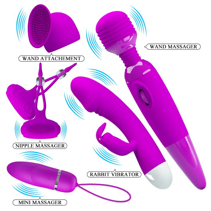 Usb Şarjlı Titreşimli Çiftlere Özel 5 Parça Fantezi Vibratör Set