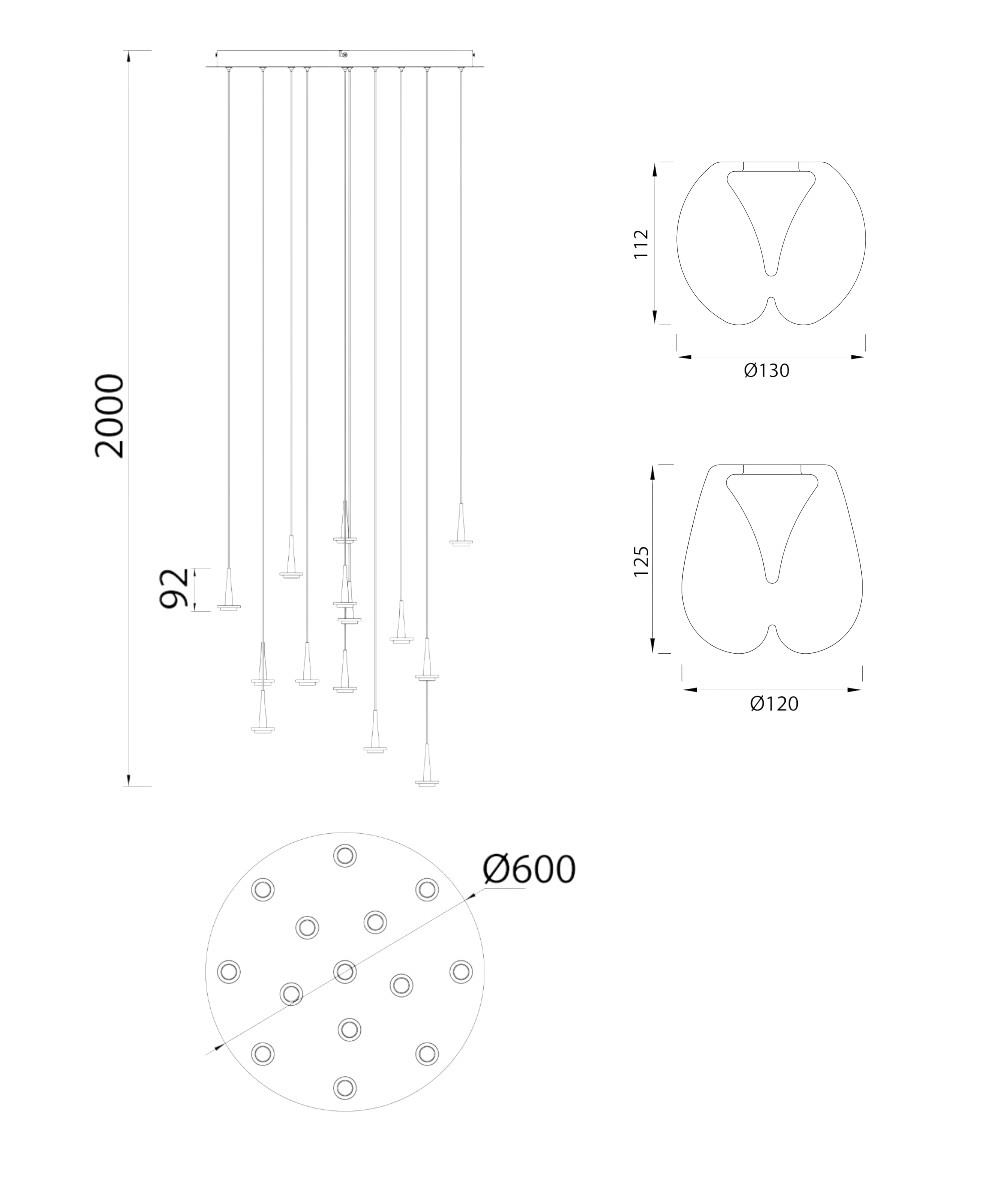 Andromeda 14 Camlı Avize