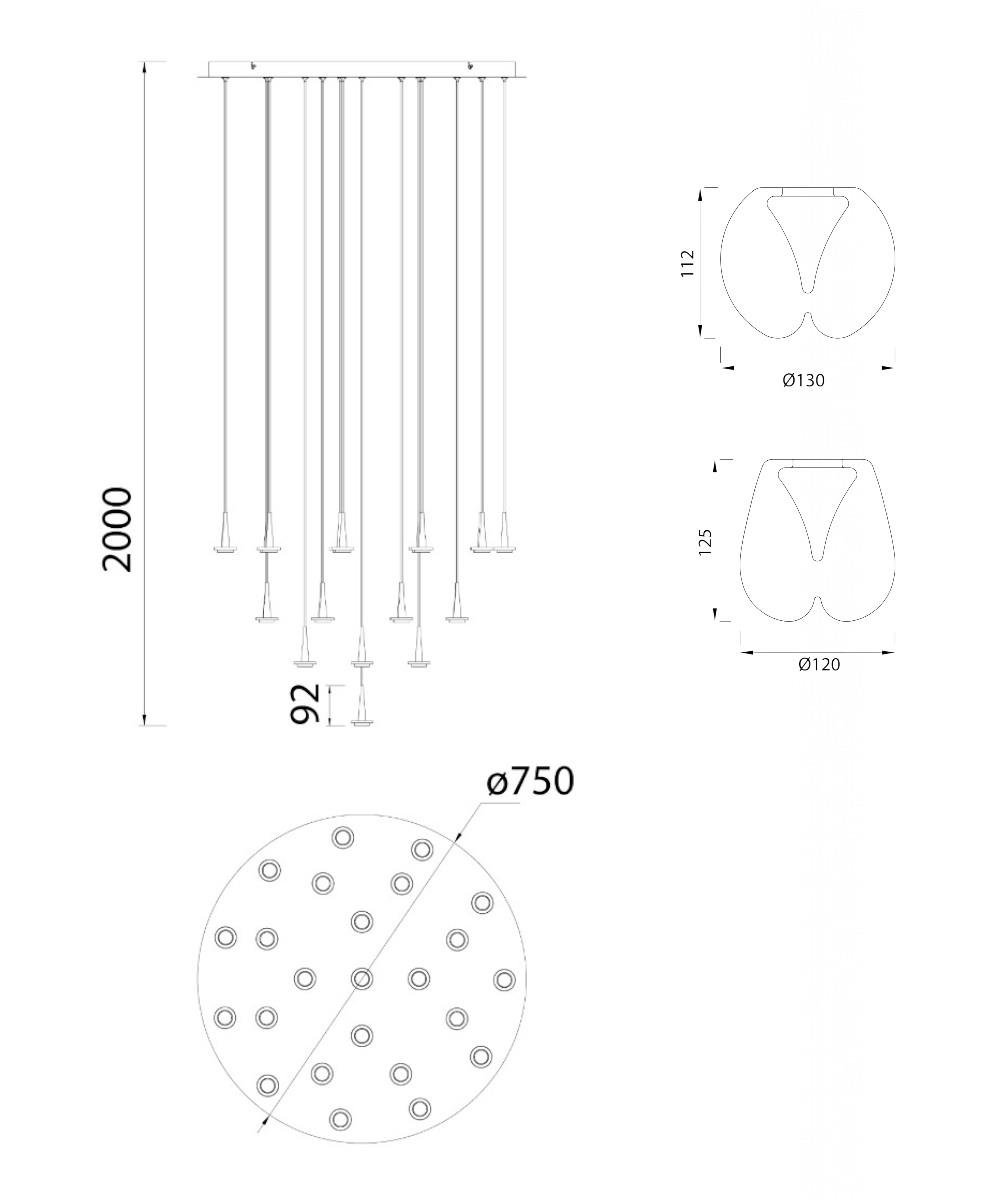 Andromeda 24 Camlı Avize