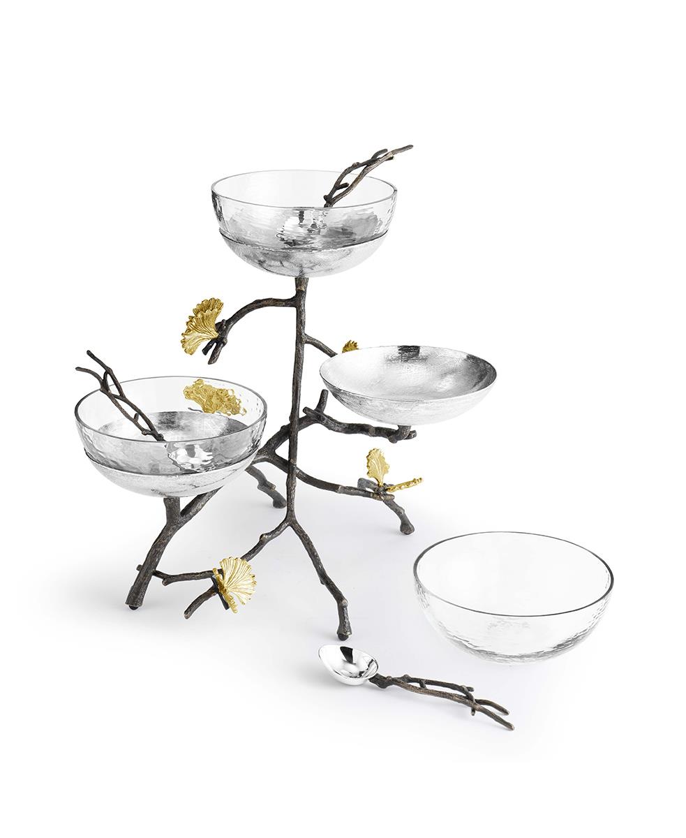 Butterfly Gingko Kaşıklı Üçlü Kase Seti