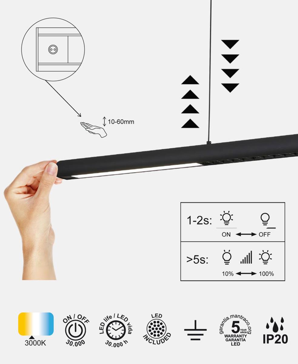 Lineal 120 cm Süspansiyonlu Siyah Sarkıt