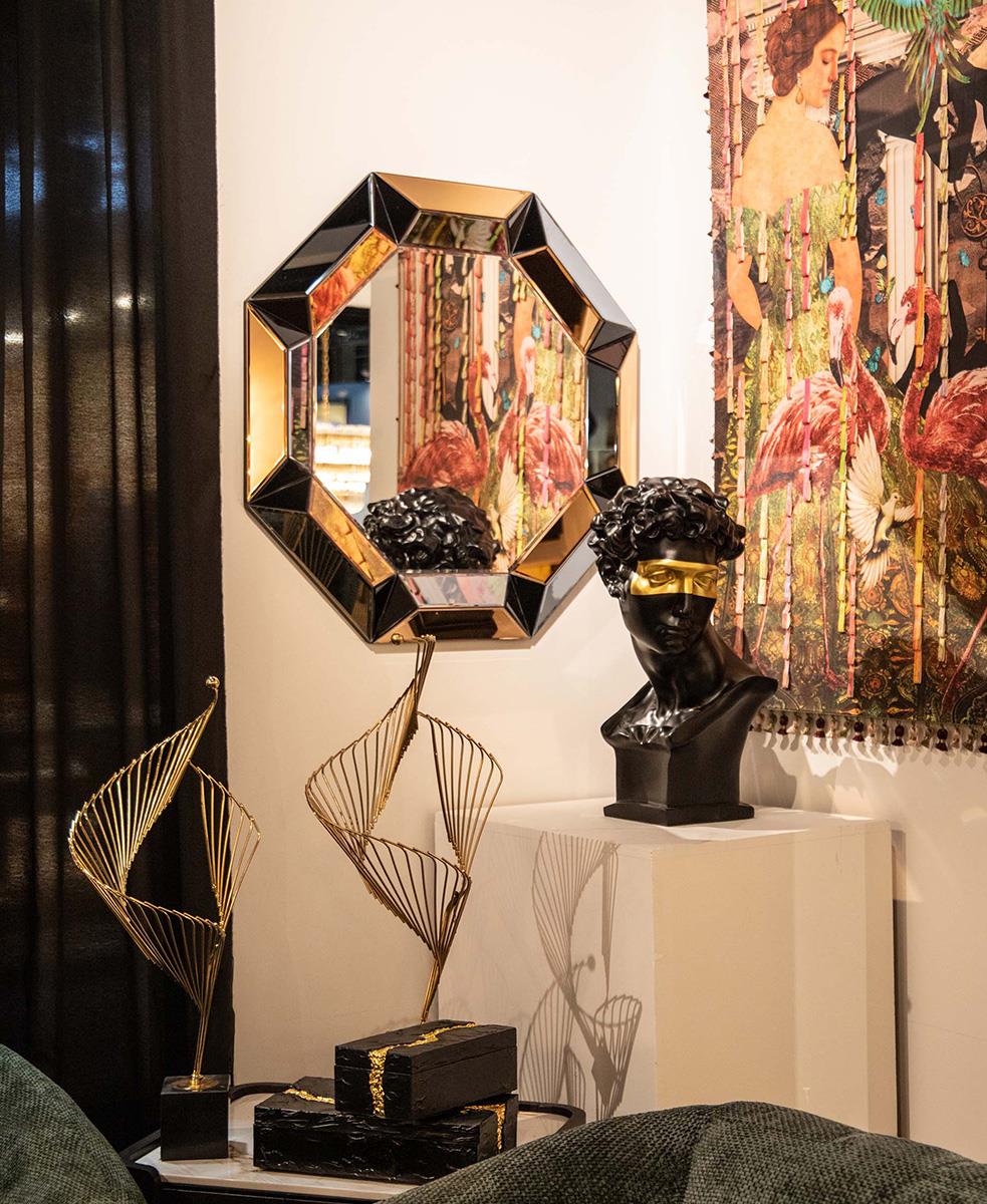 Olimpo 80 cm Siyah Gümüş Bakır Renkli Ayna