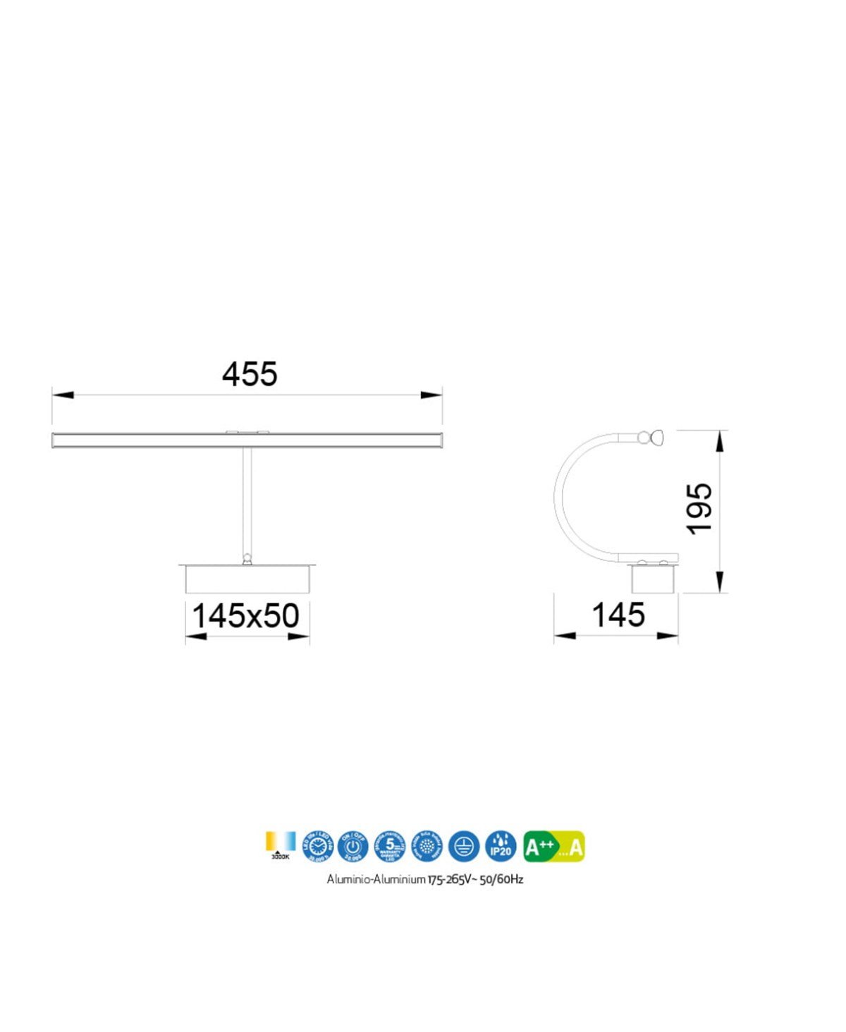 PARACURU 45 CM KROM APLİK