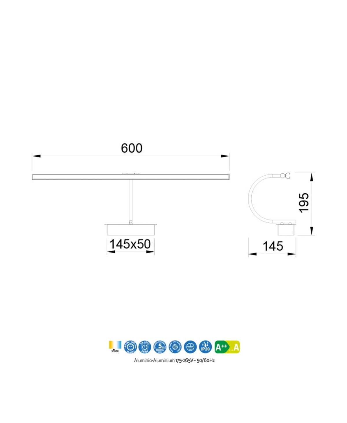 PARACURU 60 CM KROM APLİK
