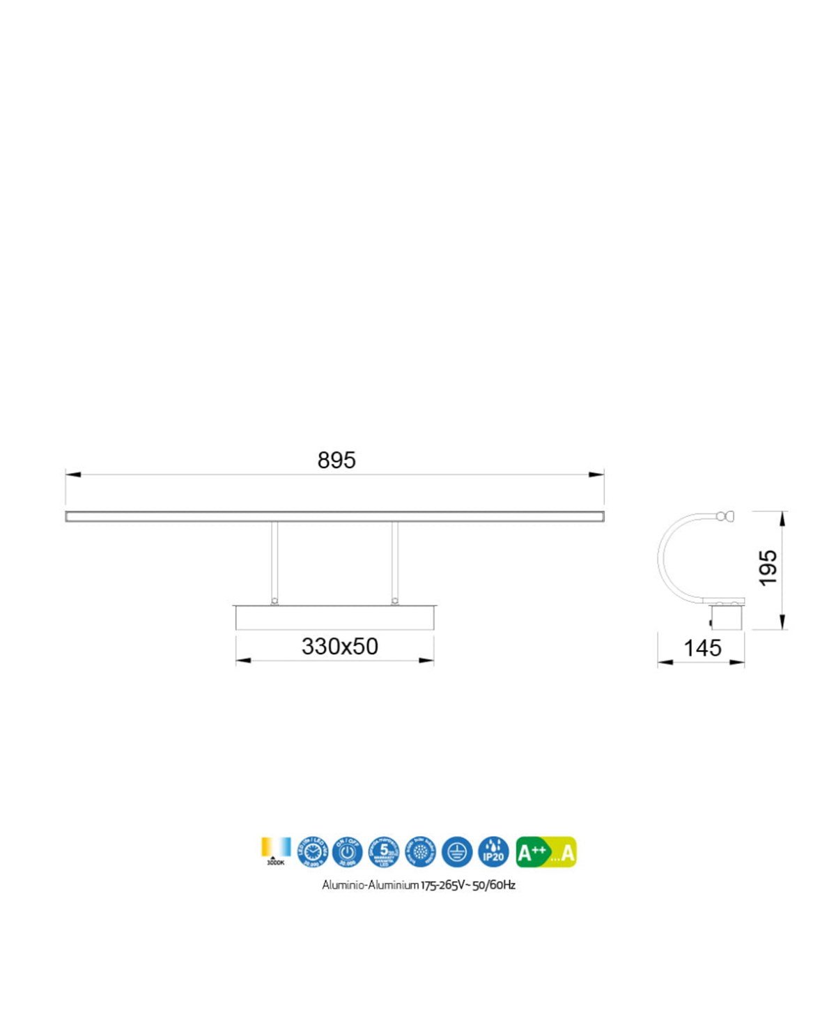 PARACURU 90 CM KROM APLİK