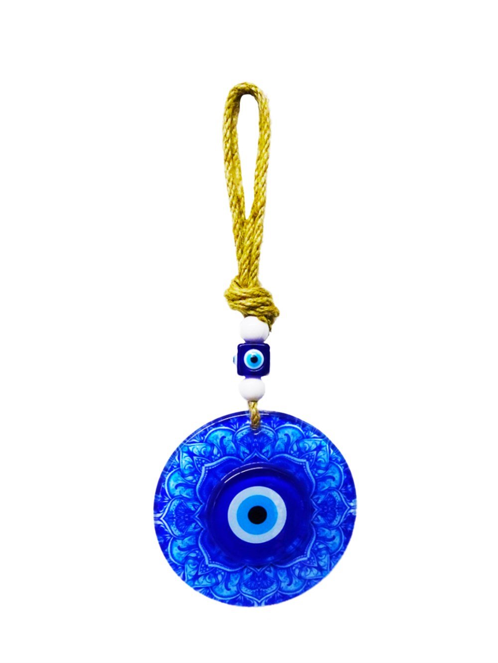 10X20cm Fusion Glass Evil Eye Wall Decoration with Natural Rope and Pattern