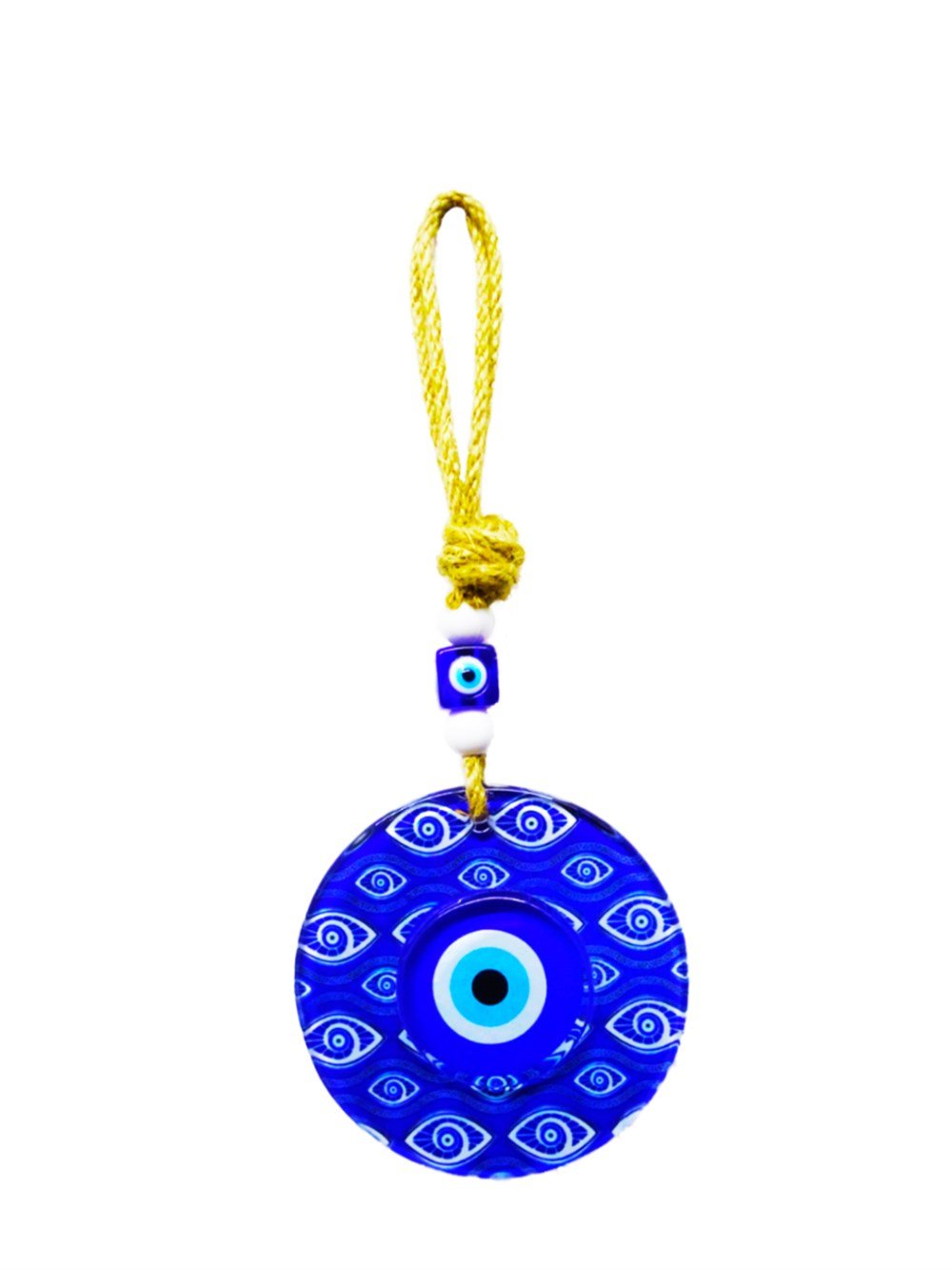 10X20cm Fusion Glass Evil Eye Wall Decoration with Natural Rope and Pattern