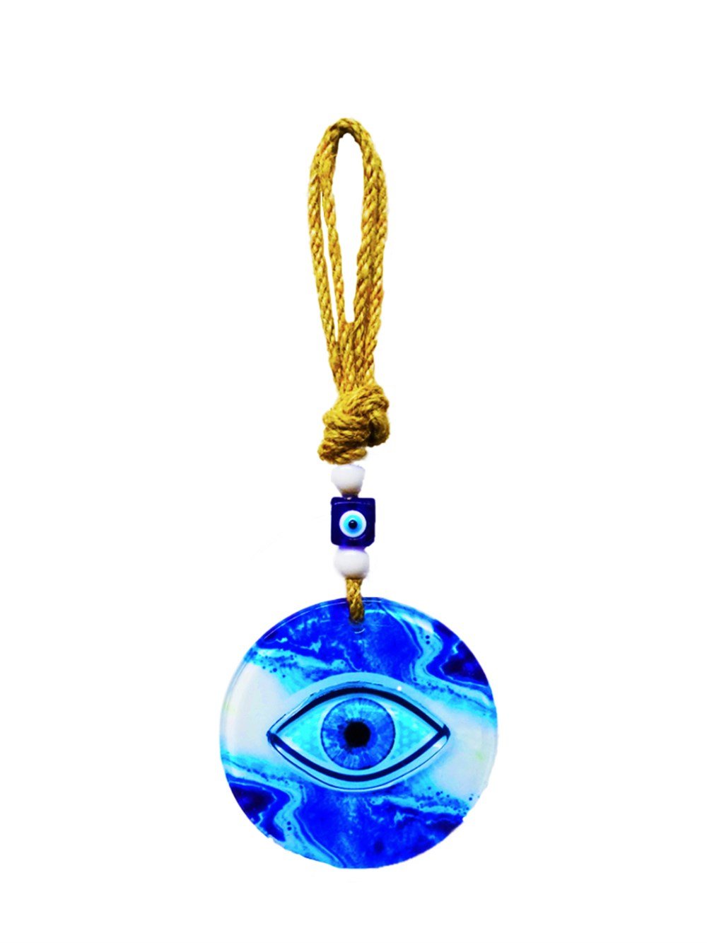 10X20cm Fusion Glass Evil Eye Wall Decoration with Natural Rope and Pattern
